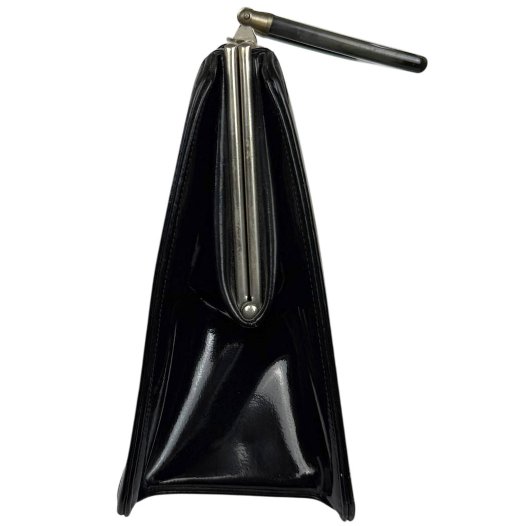 Vintage 1960s Handbag Capri Handbags Montreal Black Vinyl with Pearlescent Handle