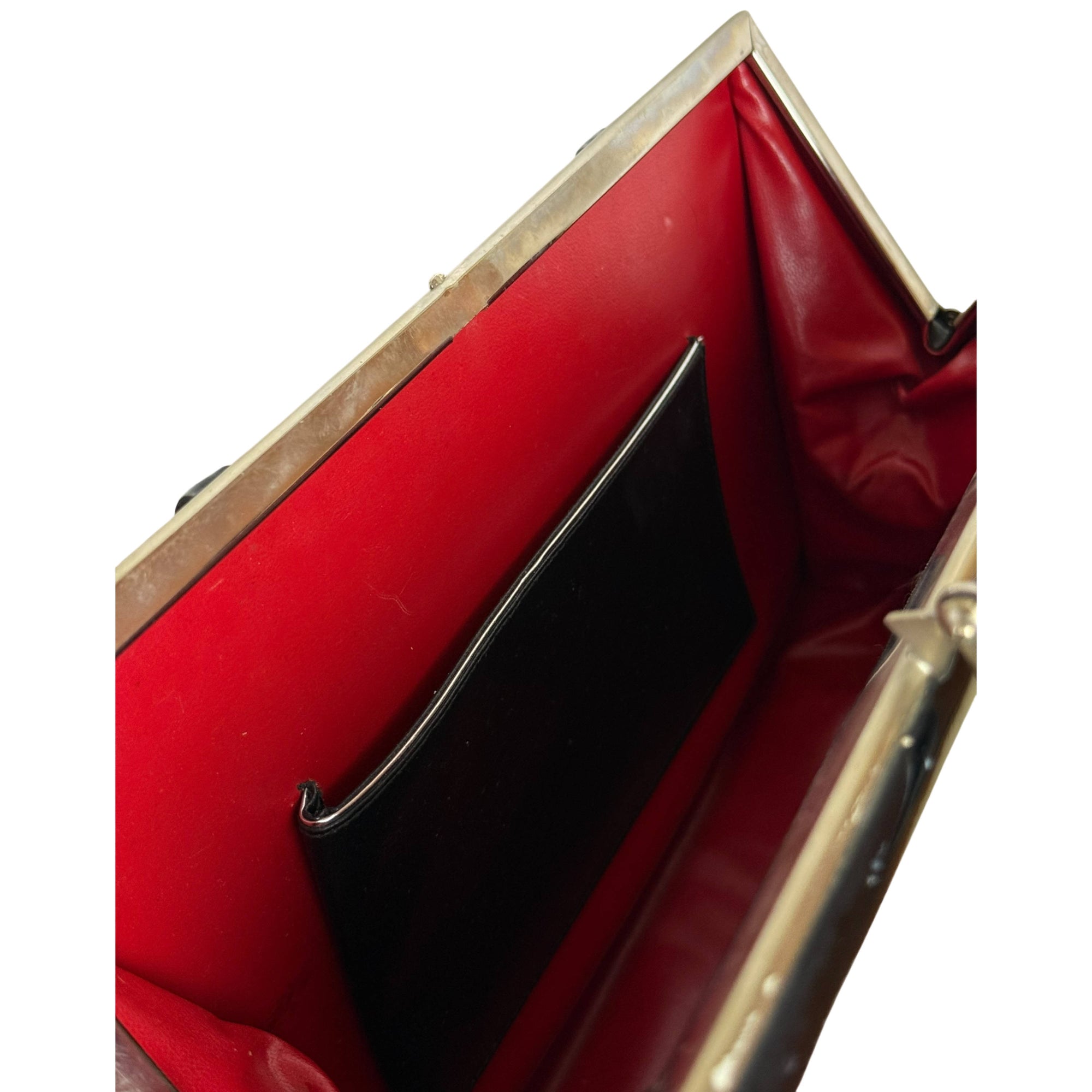 Vintage 1960s Handbag Capri Handbags Montreal Black Vinyl with Pearlescent Handle