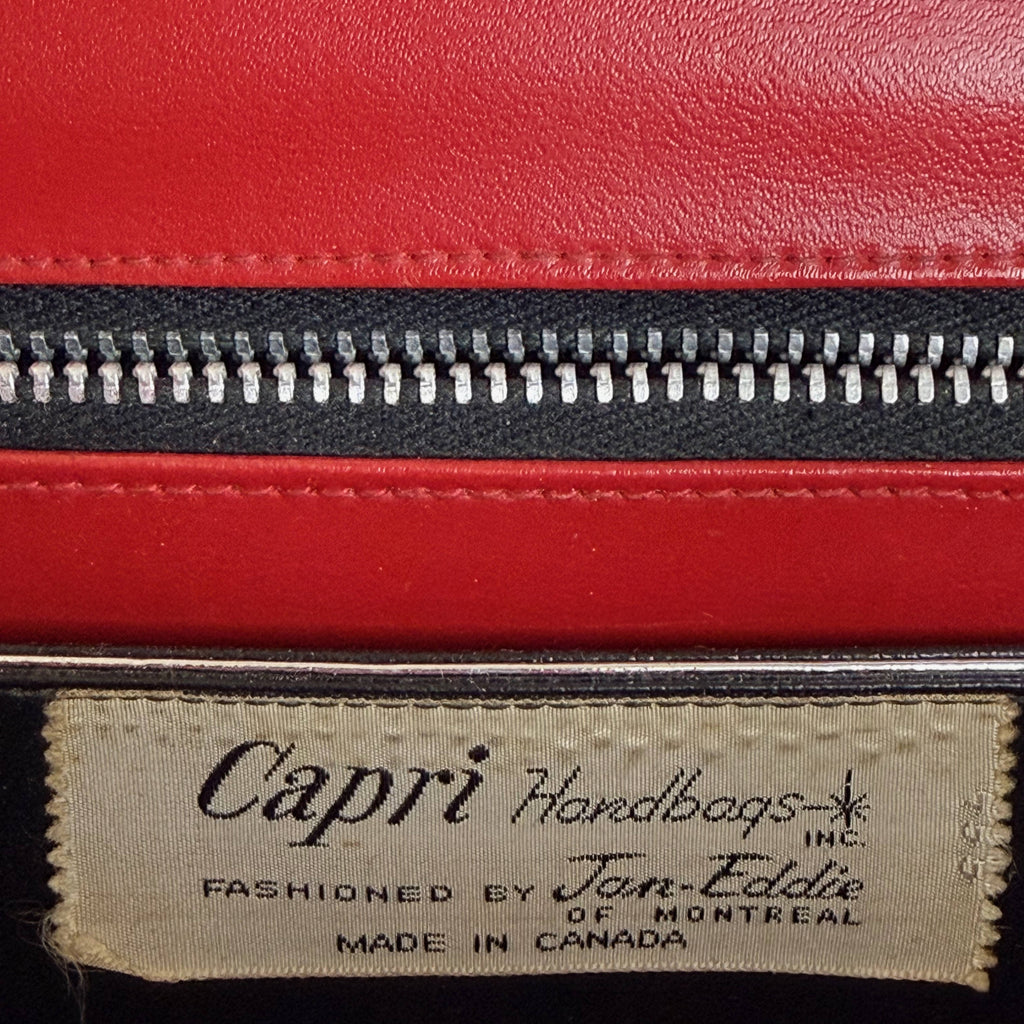 Vintage 1960s Handbag Capri Handbags Montreal Black Vinyl with Pearlescent Handle