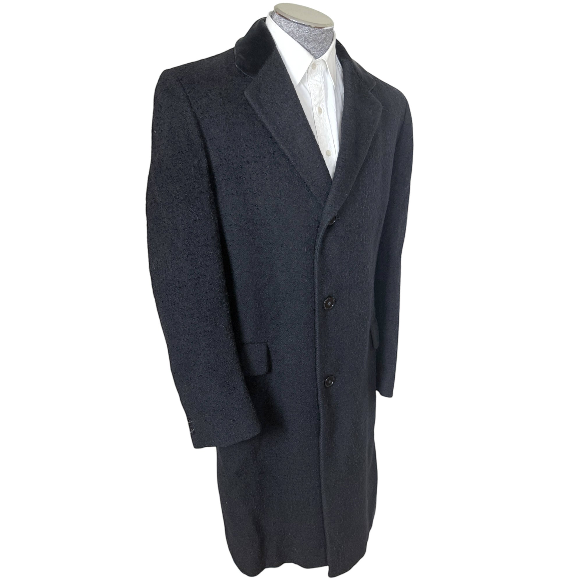 Vintage 1940s 50s Overcoat Chesterfield Style Wool Bouclé Sz 42