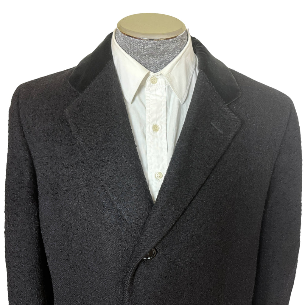 Vintage 1940s 50s Overcoat Chesterfield Style Wool Bouclé Sz 42