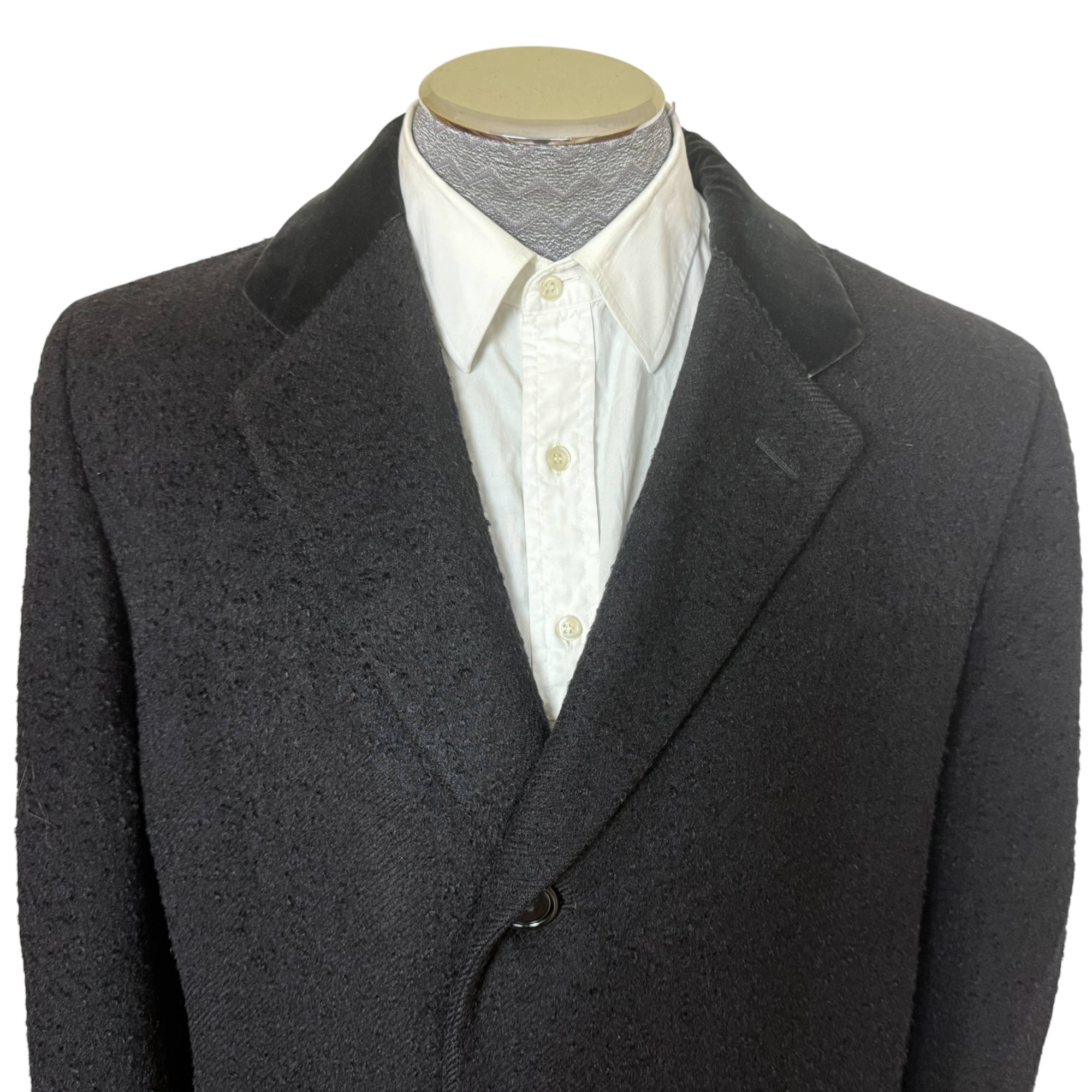 Vintage 1940s 50s Overcoat Chesterfield Style Wool Bouclé Sz 42