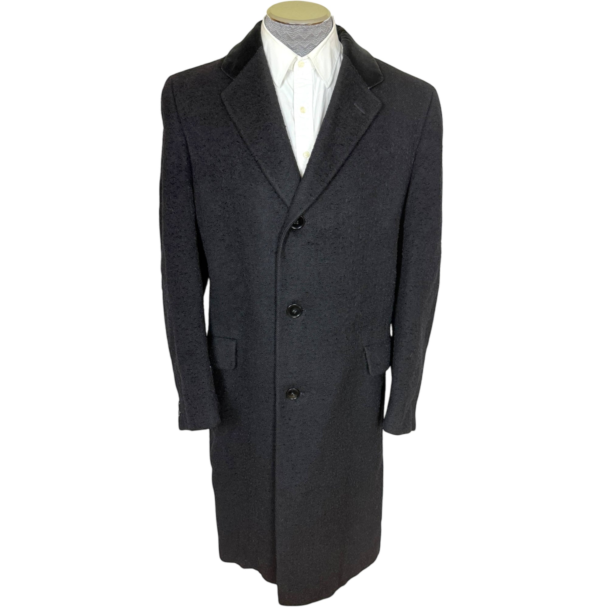 Vintage 1940s 50s Overcoat Chesterfield Style Wool Bouclé Sz 42