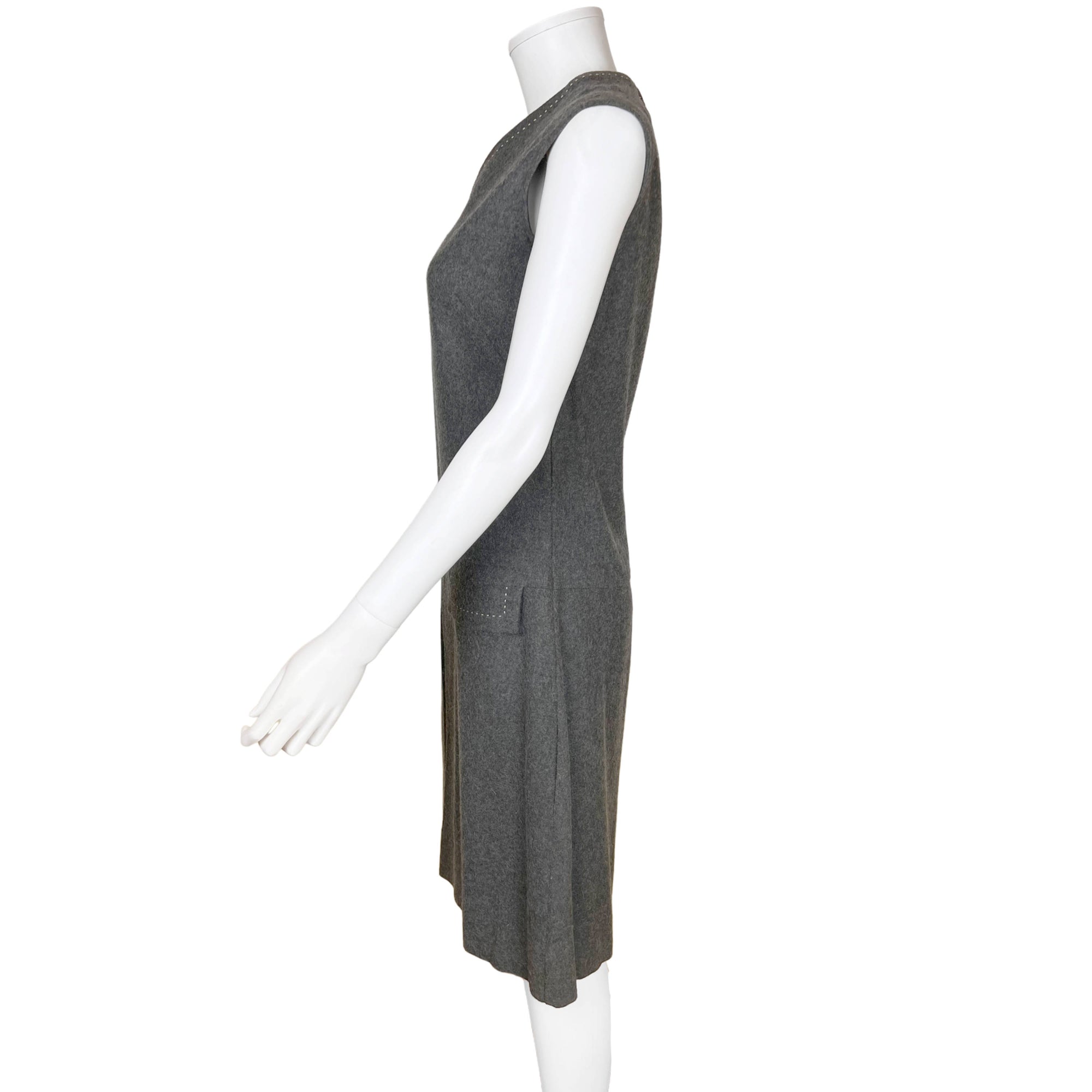 Vintage 1960s Jumper Dress Grey Wool Casual Sportswear Sz M