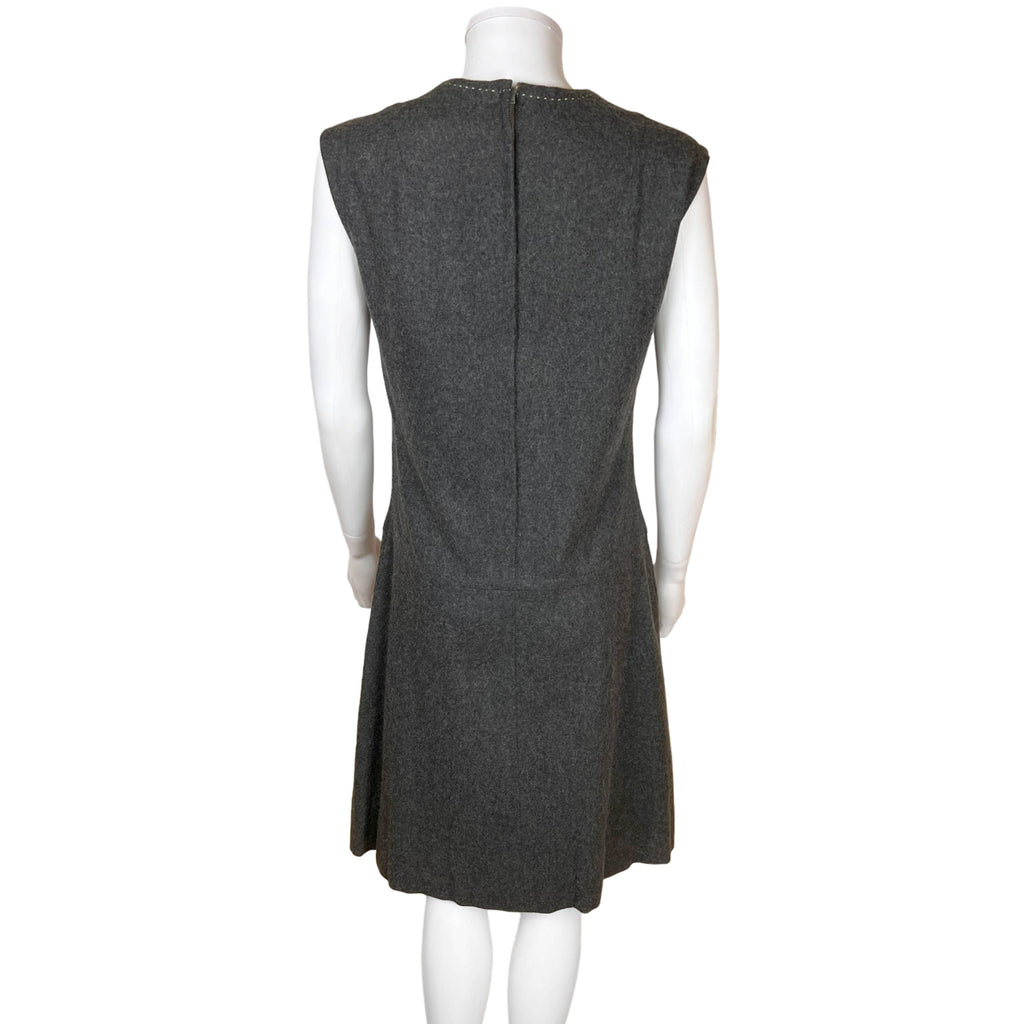 Vintage 1960s Jumper Dress Grey Wool Casual Sportswear Sz M