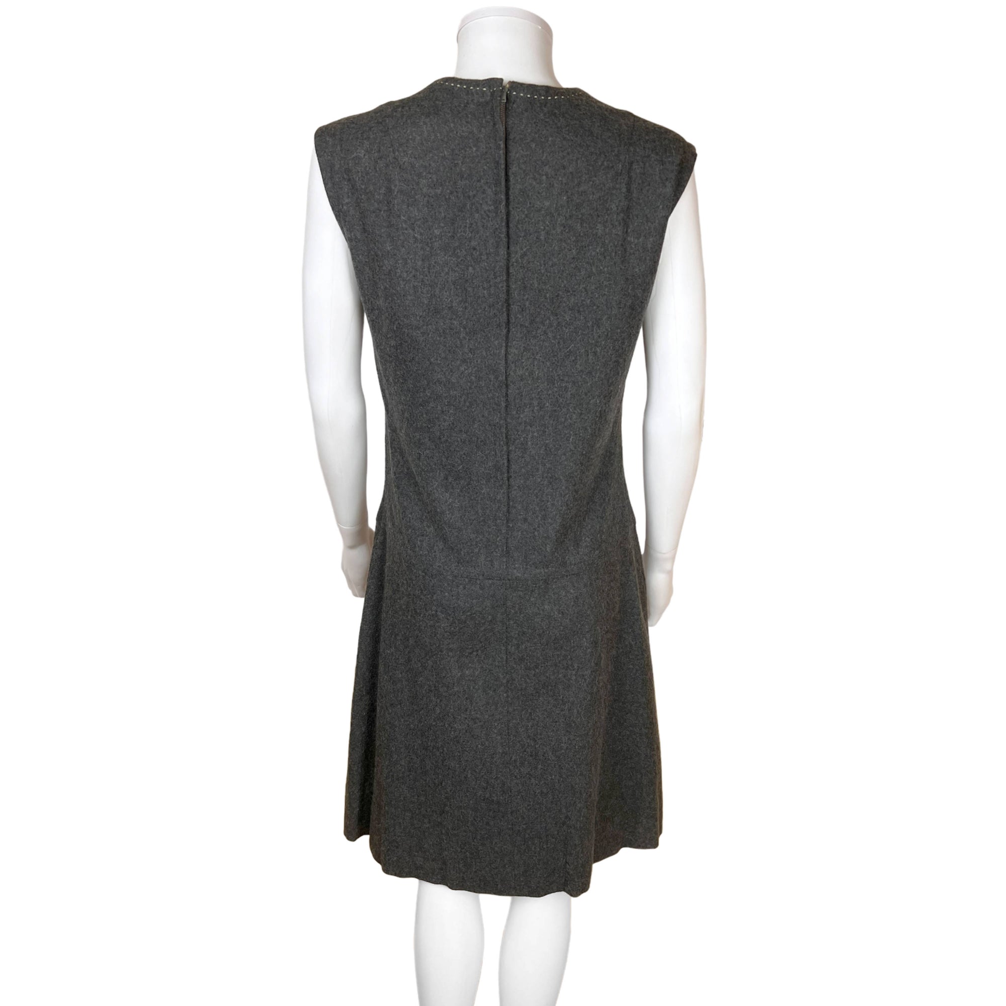 Vintage 1960s Jumper Dress Grey Wool Casual Sportswear Sz M