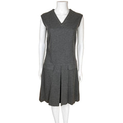 Vintage 1960s Jumper Dress Grey Wool Casual Sportswear Sz M