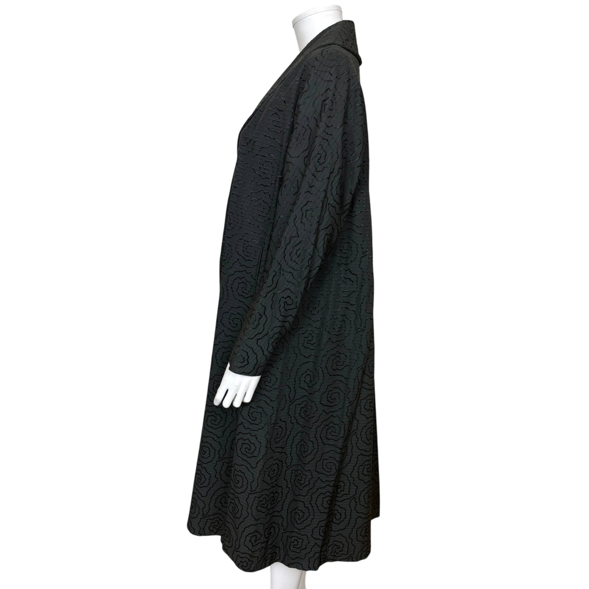 vintage embroidered rayon swing coat side view