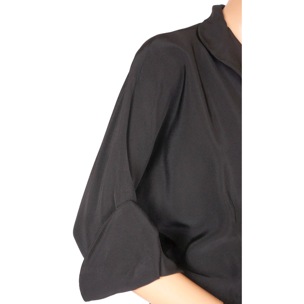 Vintage 1950s Ceil Chapman Black Silk Faille Cocktail Dress Size M