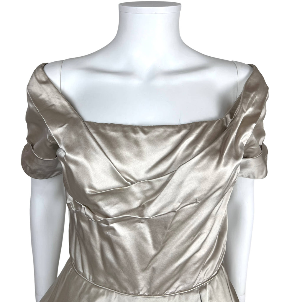 Vintage 1950s Ceil Chapman Dress Taupe Silk Size M