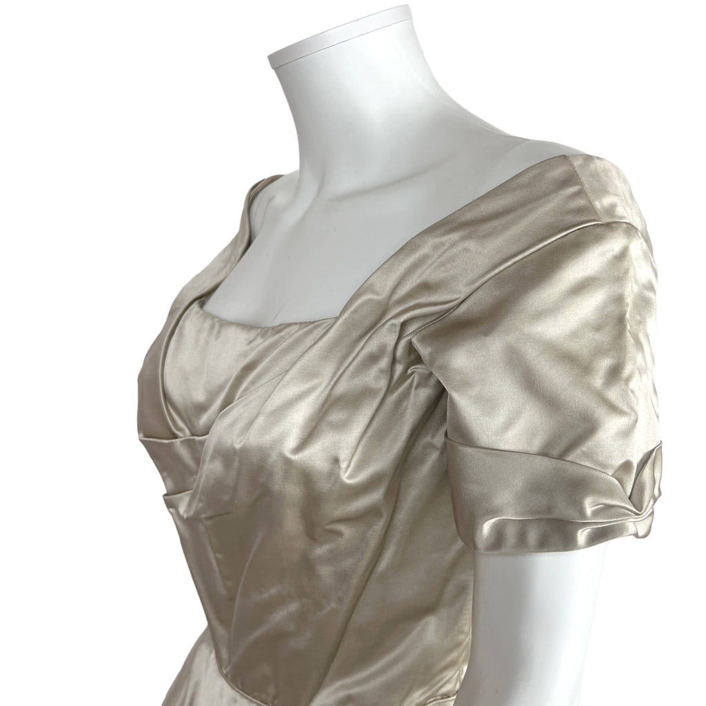 Vintage 1950s Ceil Chapman Dress Taupe Silk Size M
