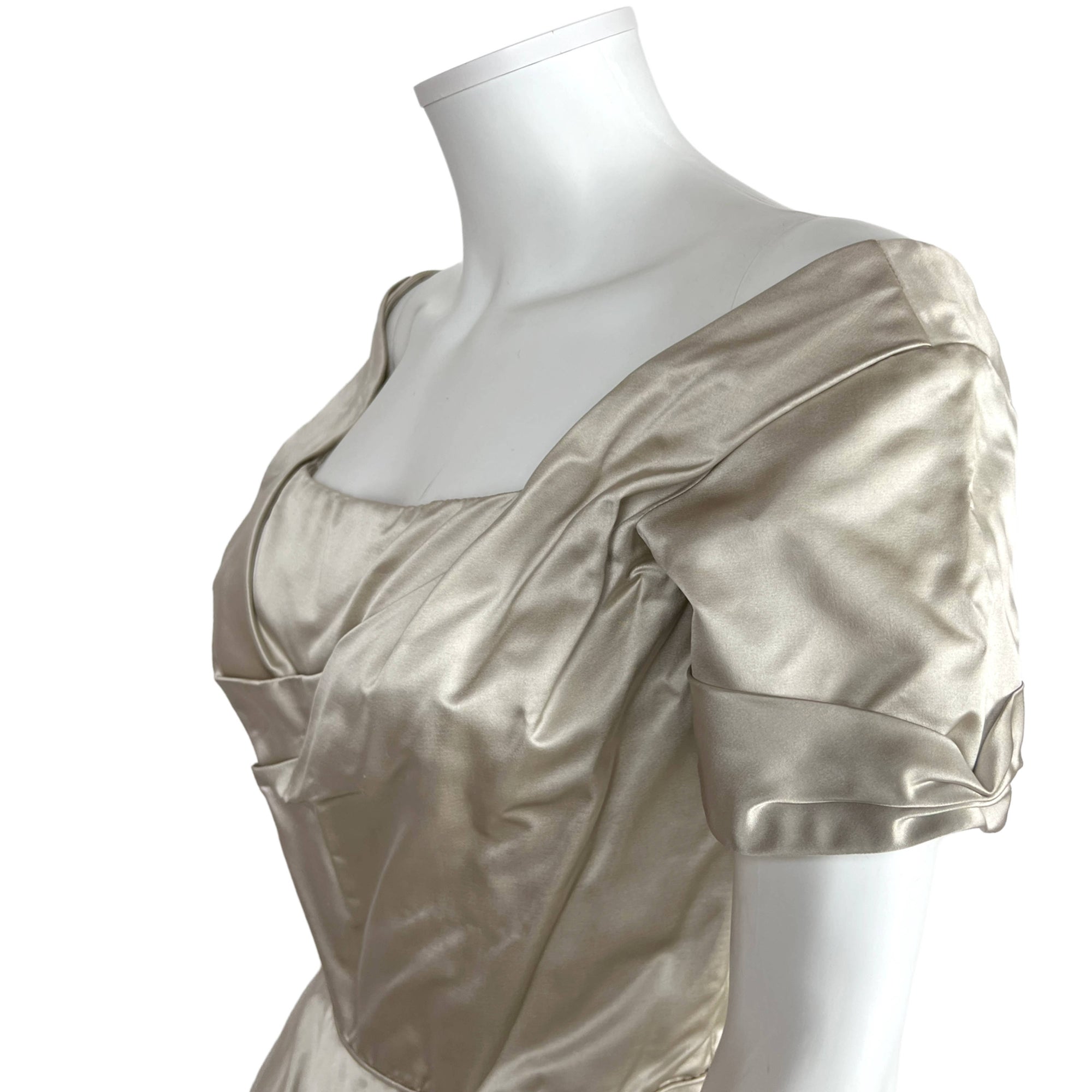 Vintage 1950s Ceil Chapman Dress Taupe Silk Size M