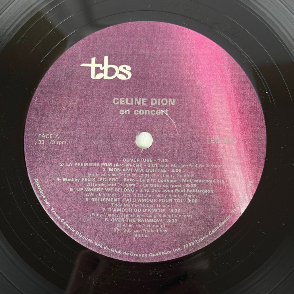 Céline Dion En Concert vinyl Side A label