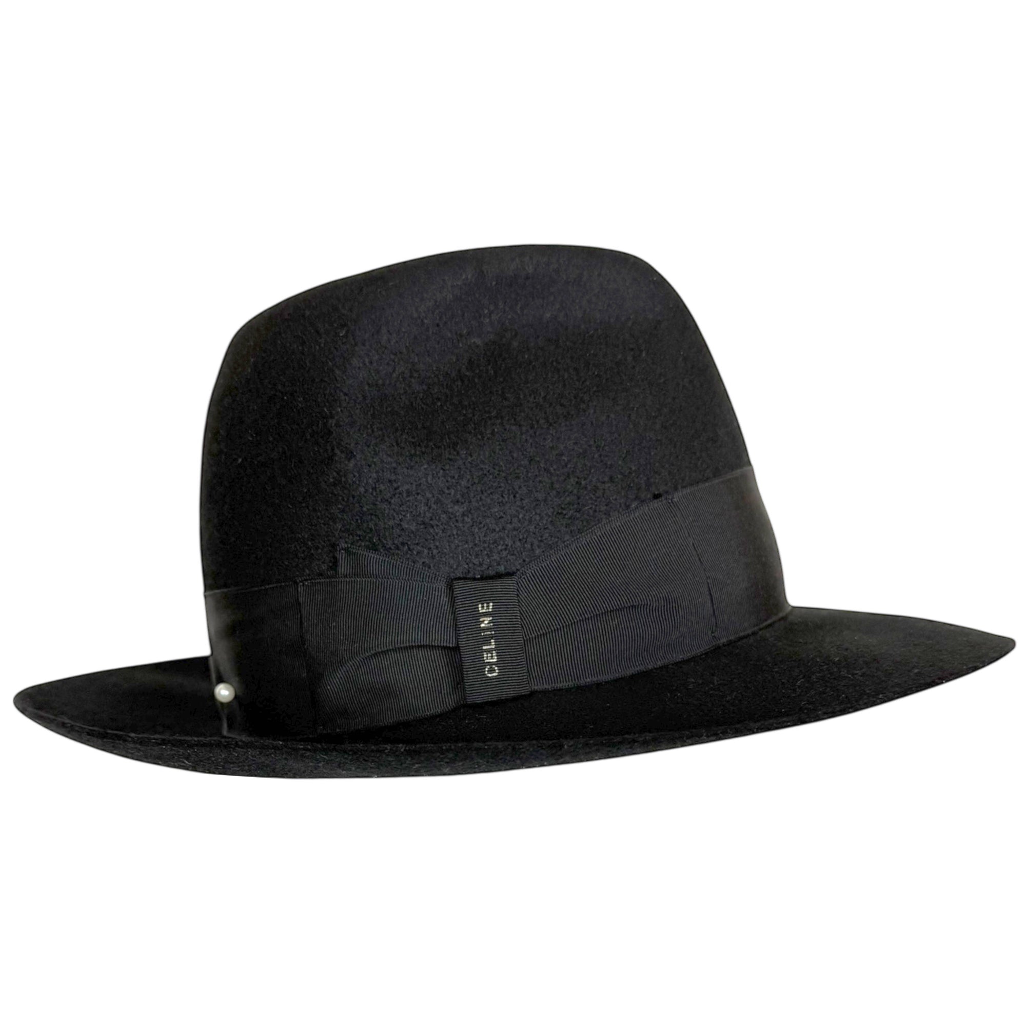 1980s Vintage Celine Paris Fur Felt Fedora Ladies Hat Size 7