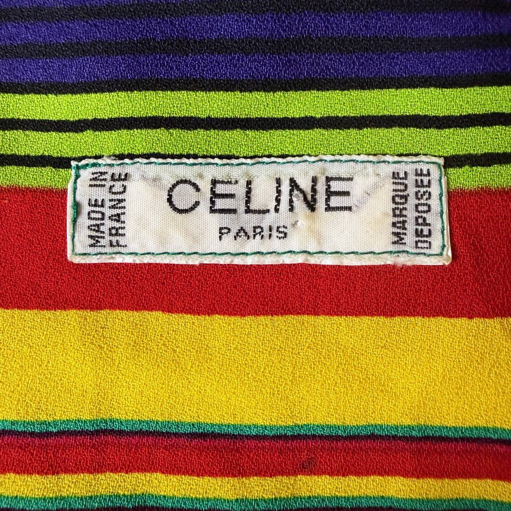 Original CELINE PARIS MADE IN FRANCE MARQUE DÉPOSÉE designer label on vintage 1980s shirt dress