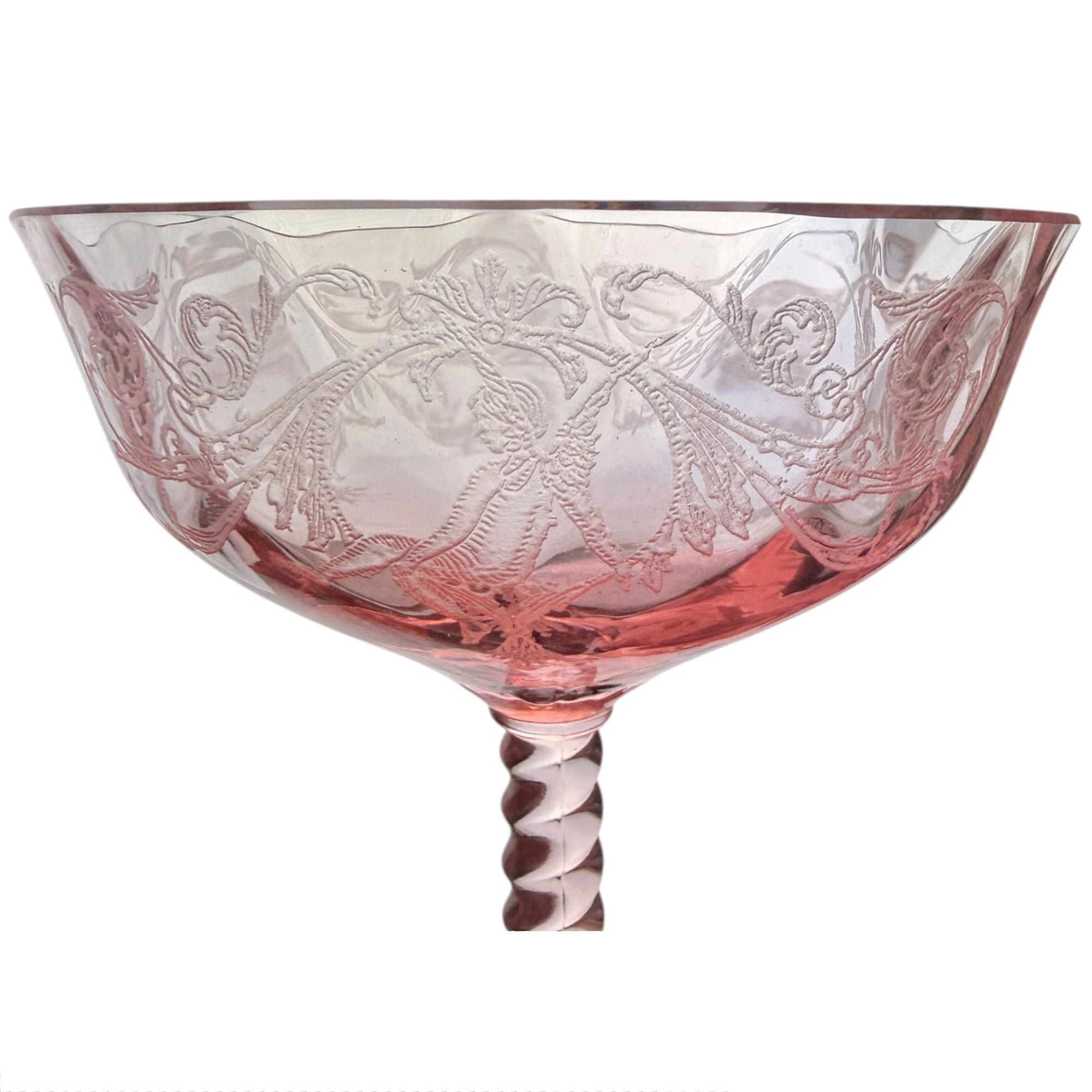 morgan fairy etch sherbet stem by central glass works