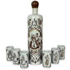 Vintage Anheuser Busch Brown Holanda Decanter & Cups CS34
