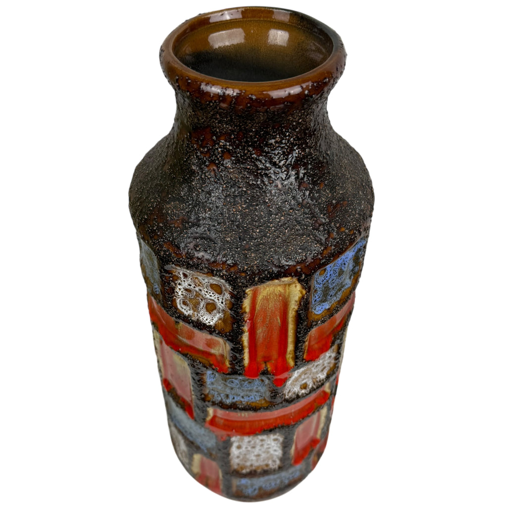 Top view of chalvignac canada studio pottery textured glaze vase