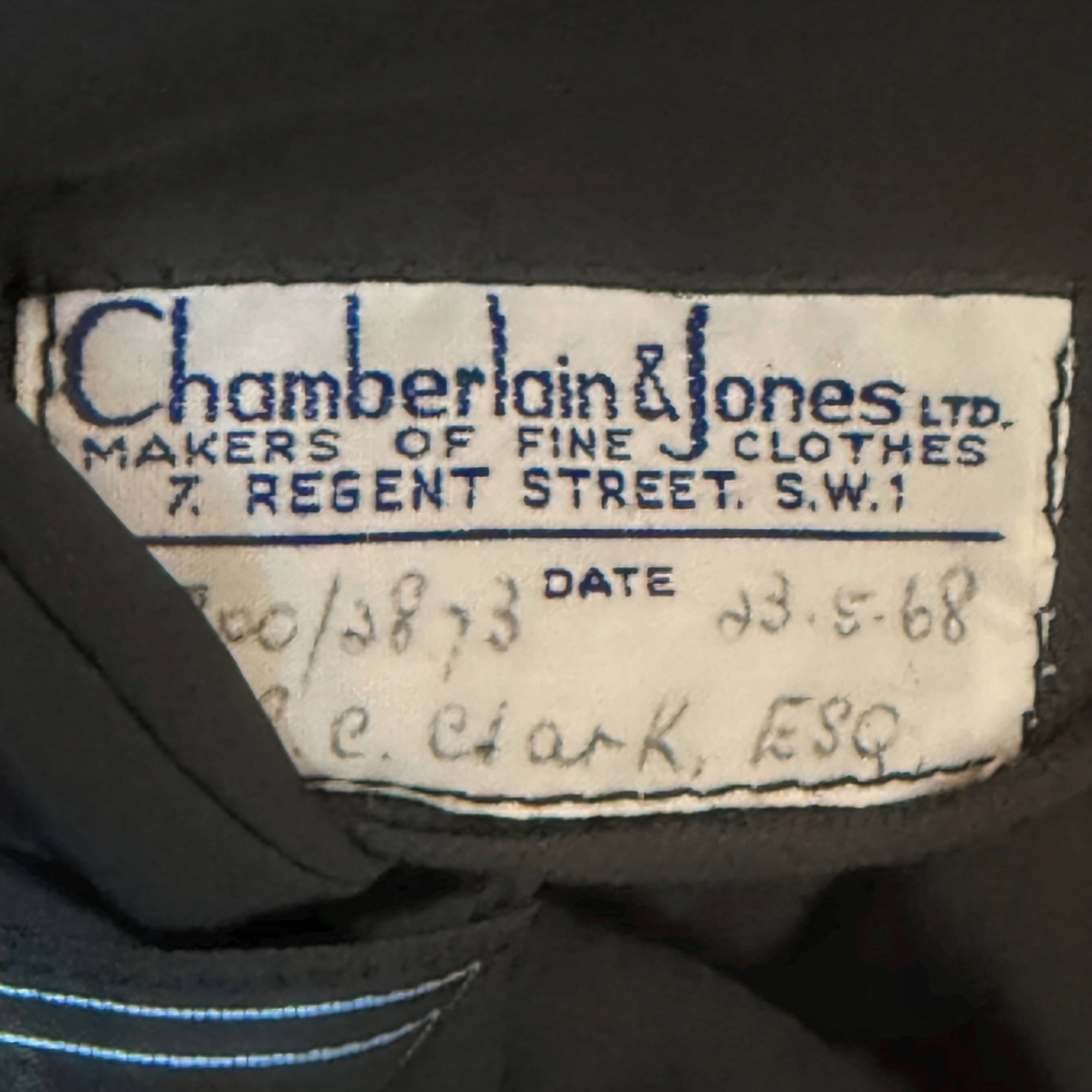 Vintage 1968 Tuxedo Jacket Chamberlain & Jones London Bespoke