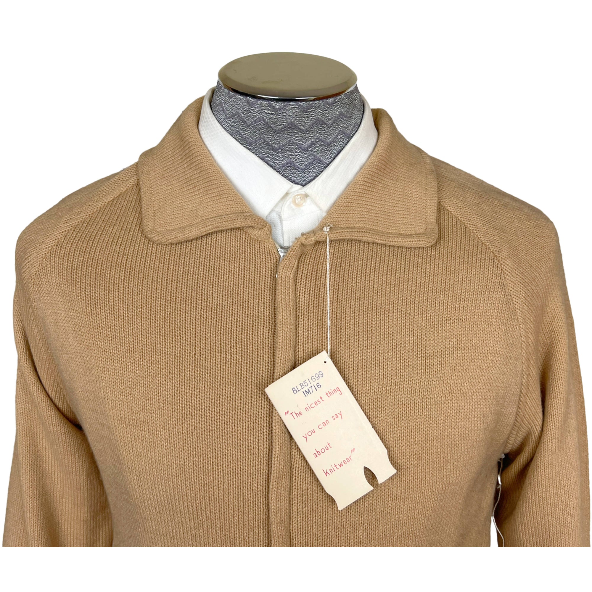 Vintage NWT Acrylic Cardigan 1970s Deadstock Sweater Mens M