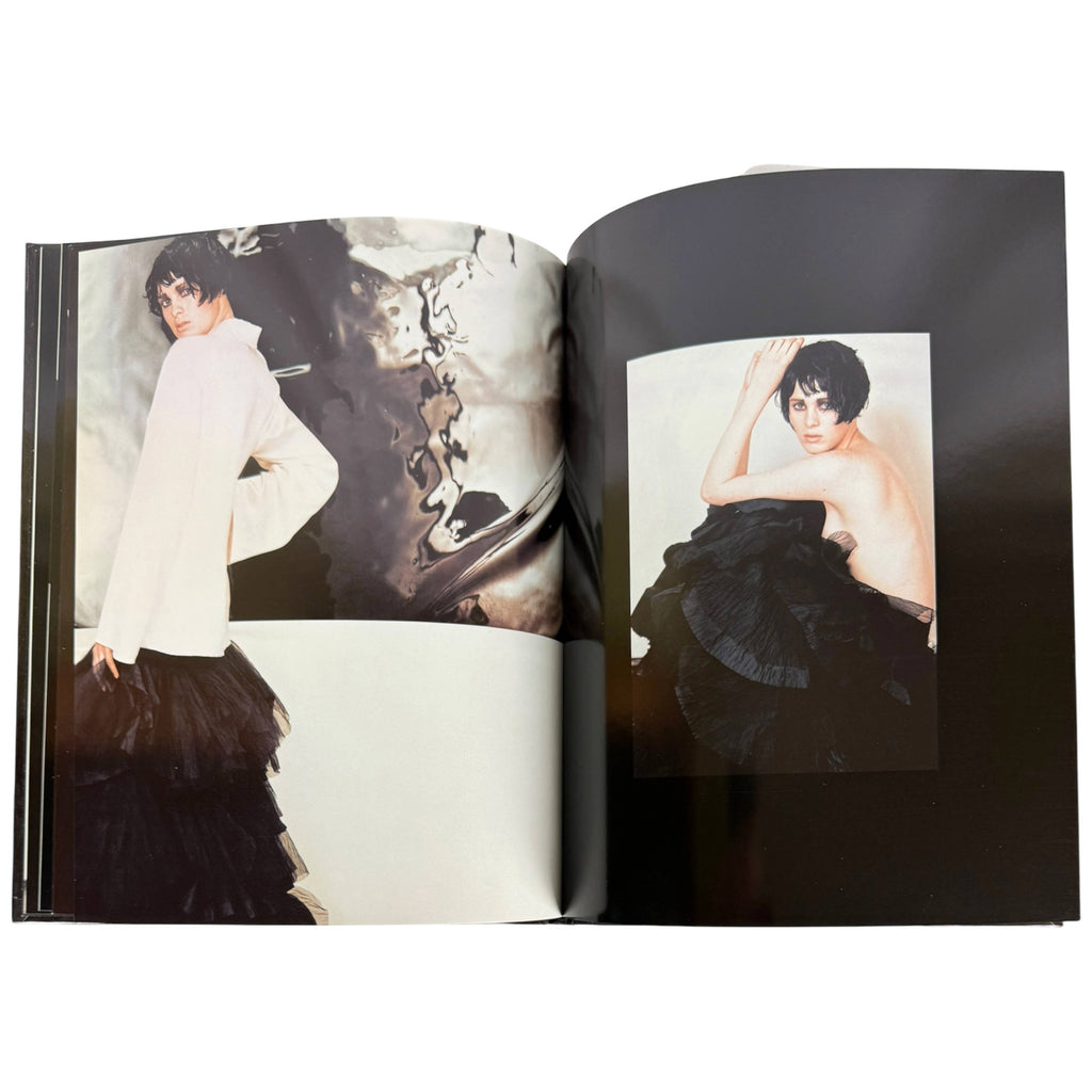 Chanel Fall Winter 1998 white jacket and black evening skirt fashion photography