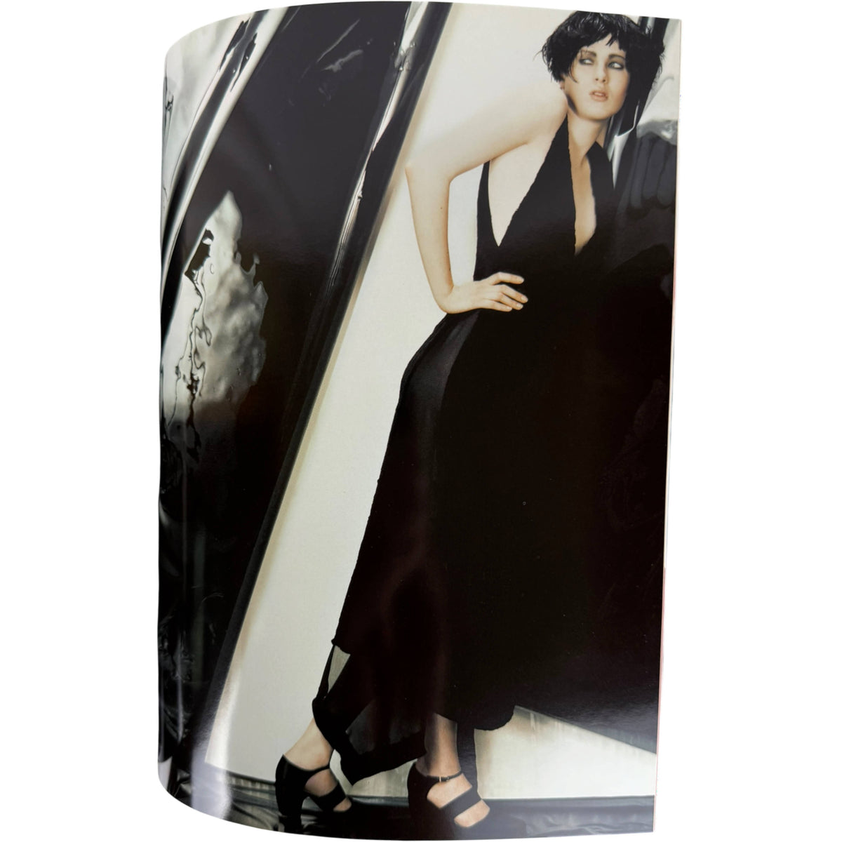 Chanel Boutique 1998 black halter evening dress fashion photograph