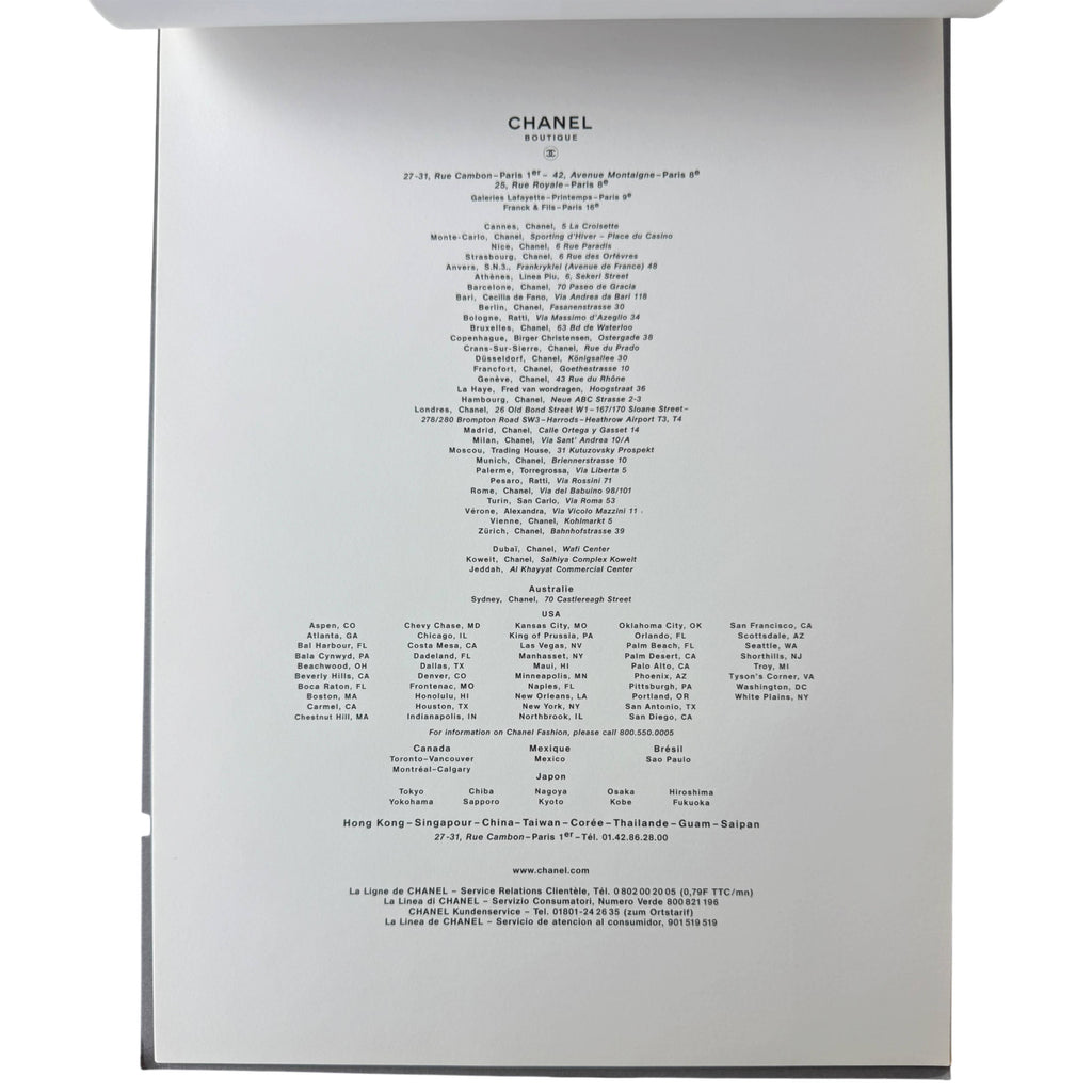 Chanel Storyboard 2001 international boutique list back page