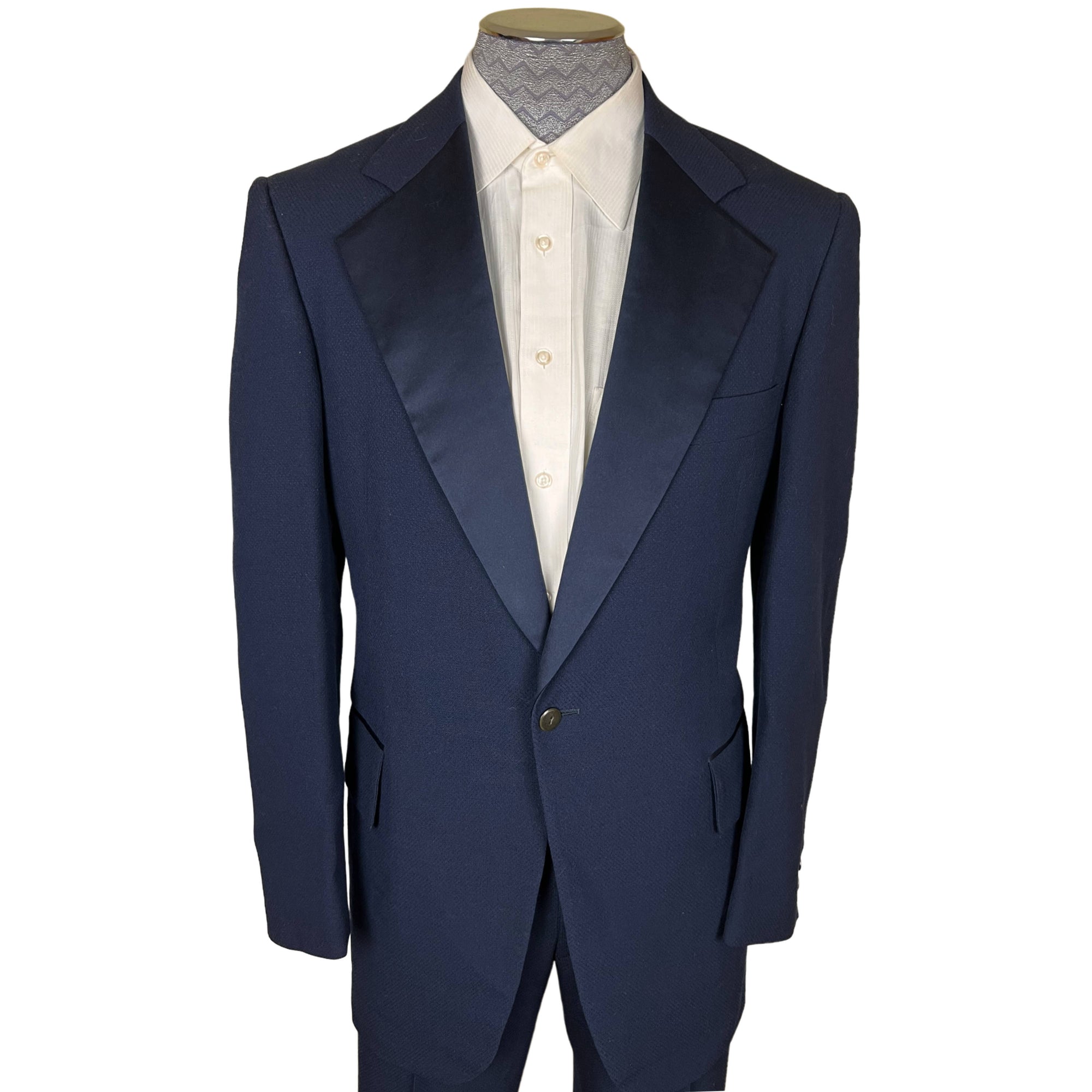 Vintage 1970s Blue Tuxedo Disco Era Dated 1976 Sz M L