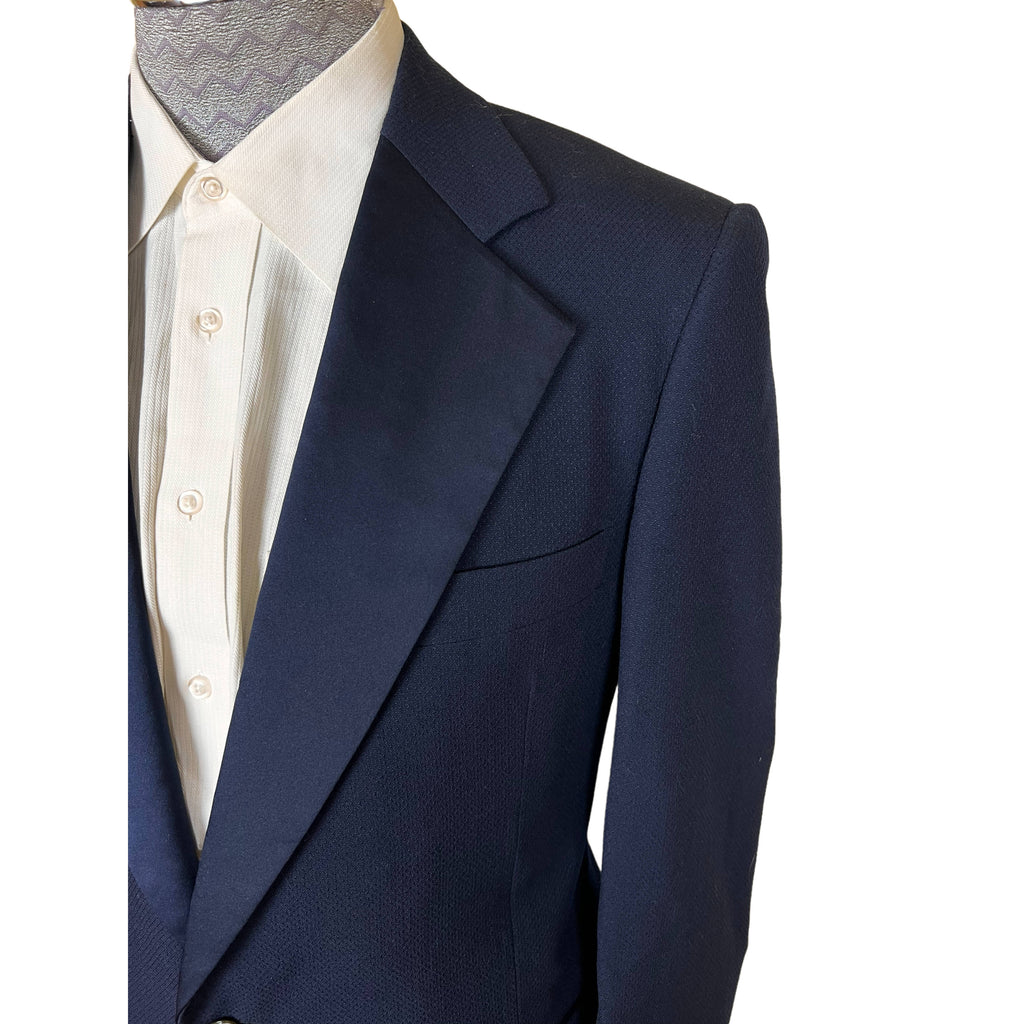 Vintage 1970s Blue Tuxedo Disco Era Dated 1976 Sz M L