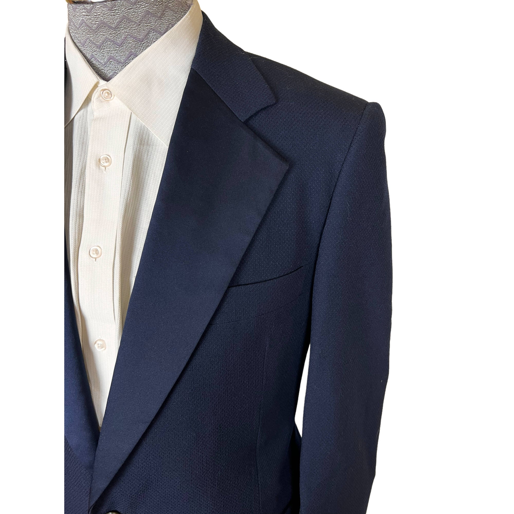 Vintage 1970s Blue Tuxedo Disco Era Dated 1976 Sz M L