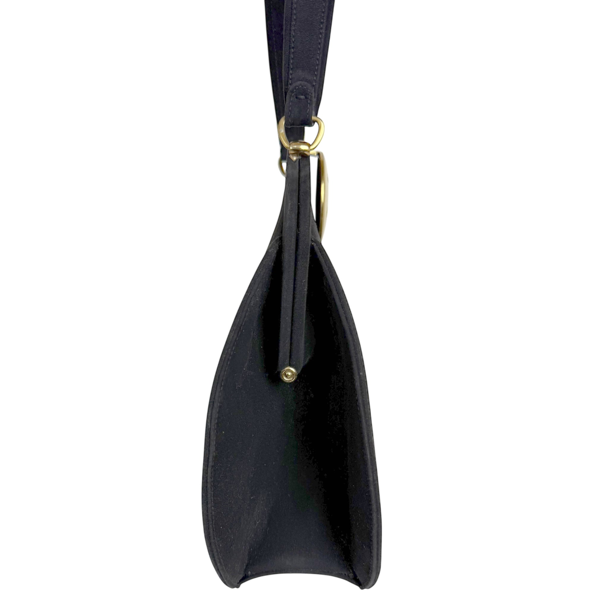 Vintage 1950s Handbag Suede-Finish w Gilt Floral Clasp Charmaine Montreal