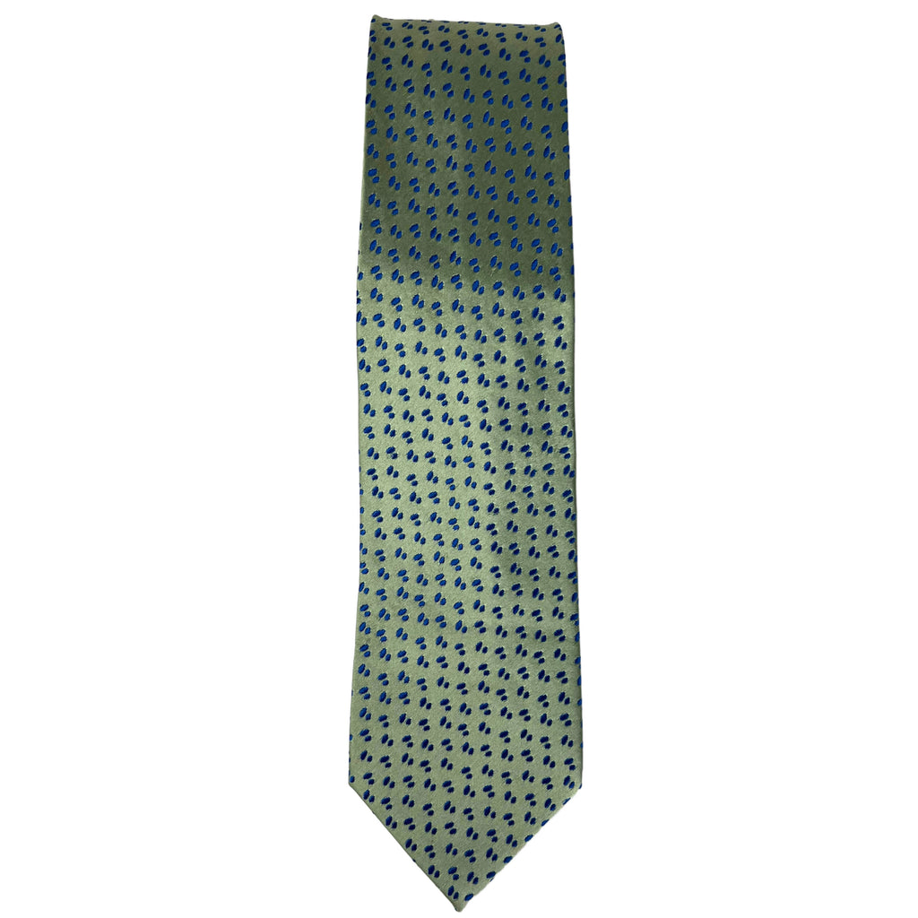 Charvet Tie Mens Silk Necktie Place Vendome Blue Spots Green