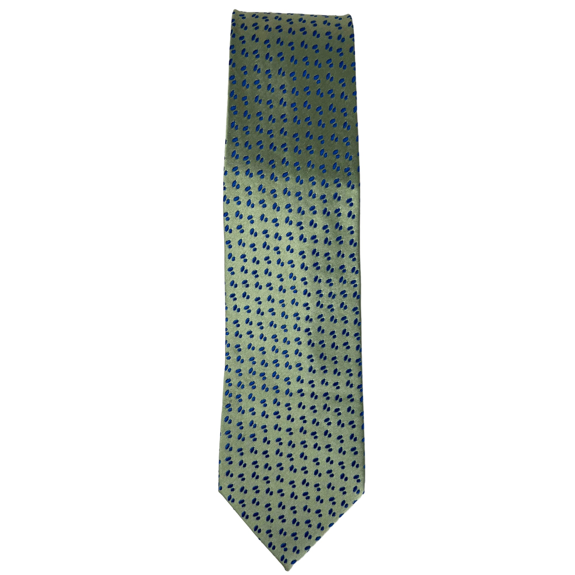 Charvet Tie Mens Silk Necktie Place Vendome Blue Spots Green
