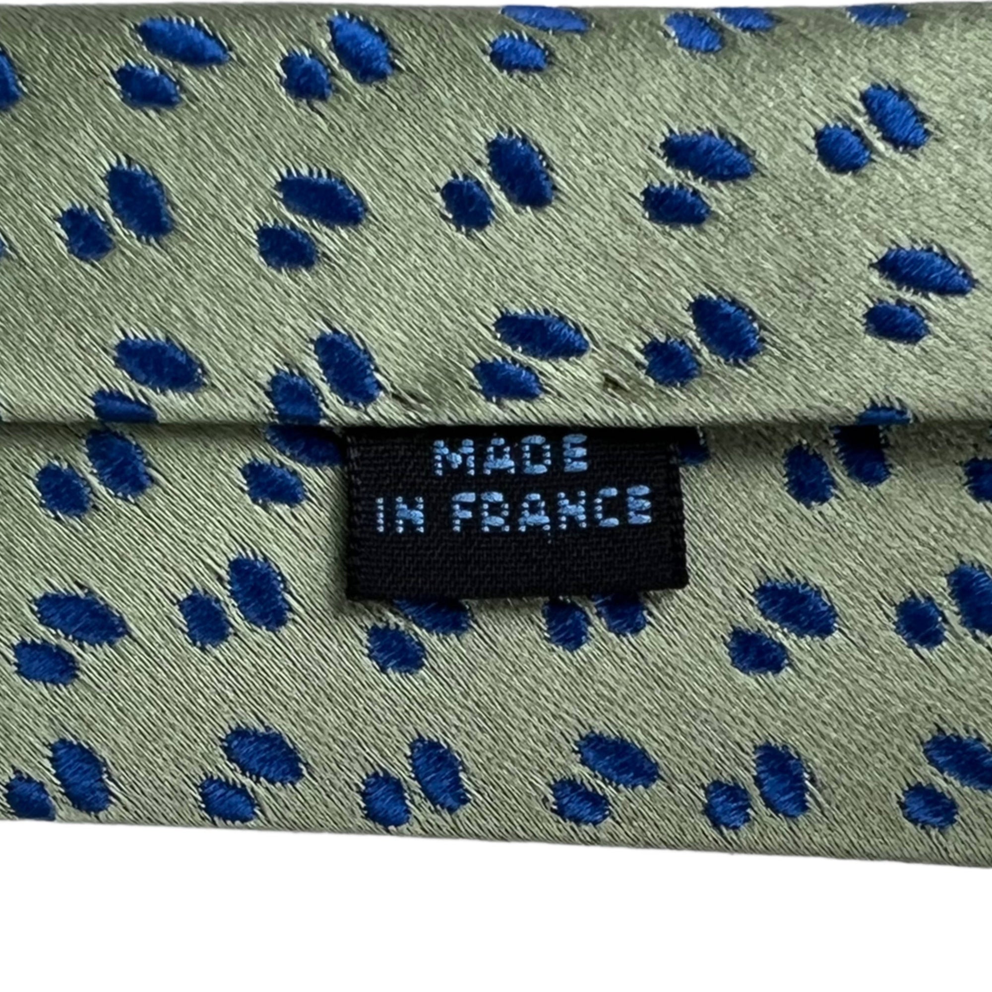Charvet Tie Mens Silk Necktie Place Vendome Blue Spots Green