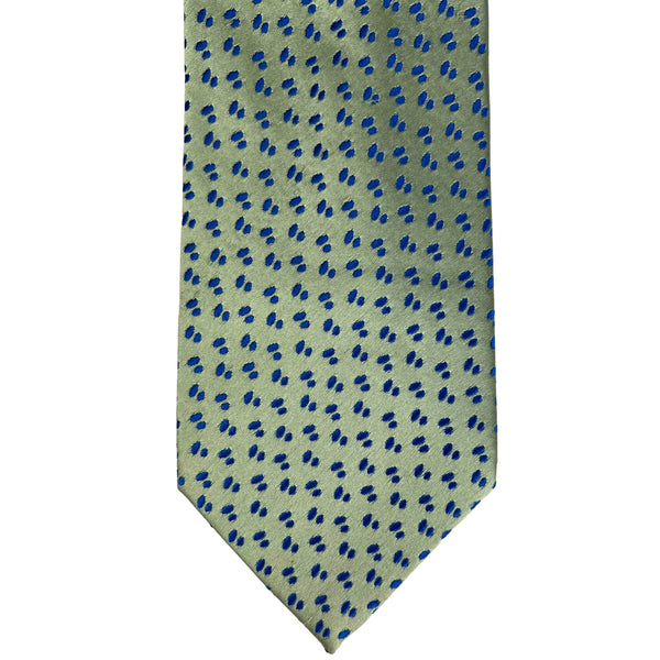 Charvet Tie Mens Silk Necktie Place Vendome Blue Spots Green