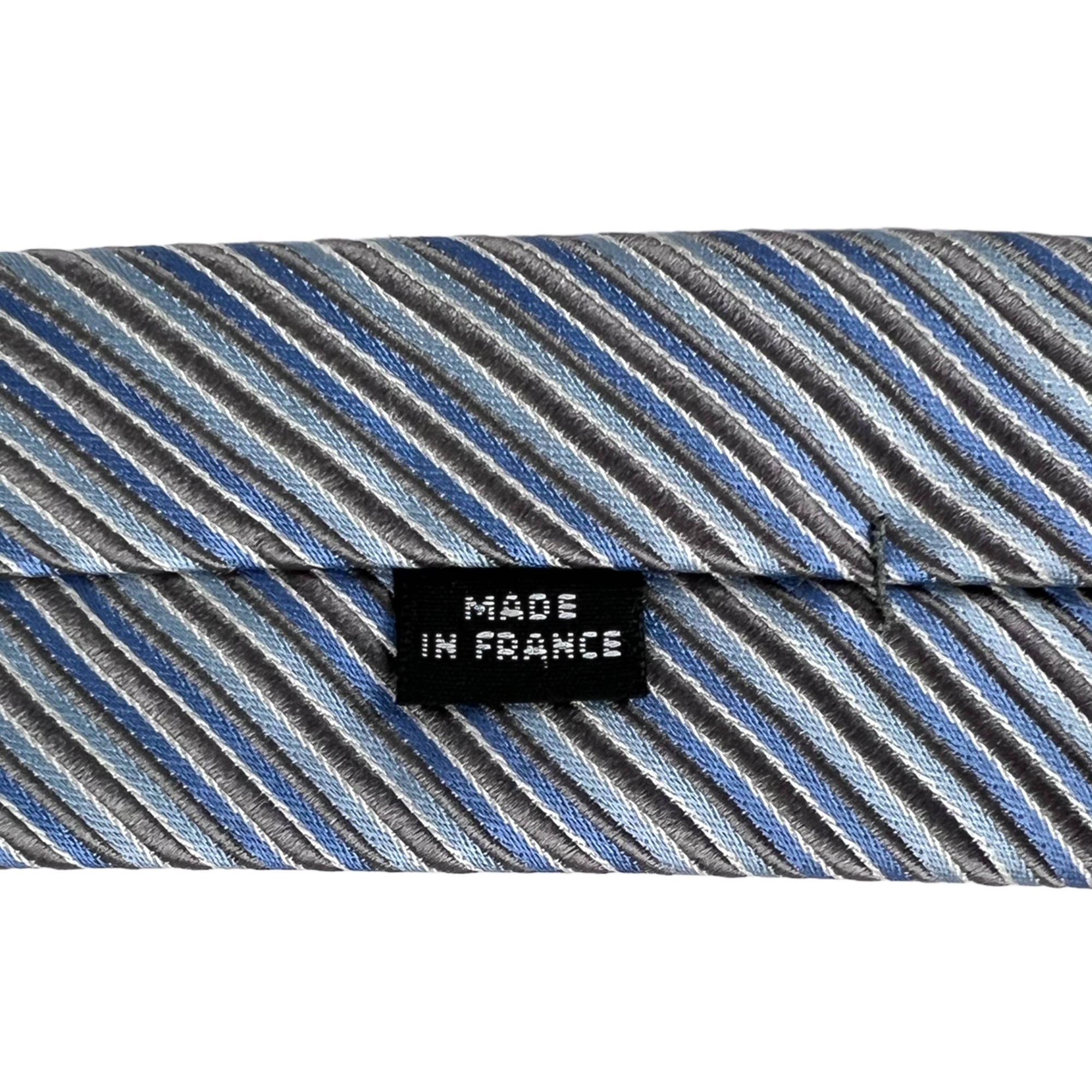 Charvet Tie Mens Silk Necktie Place Vendome Blue Grey Stripe
