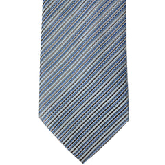 Charvet Tie Mens Silk Necktie Place Vendome Blue Grey Stripe