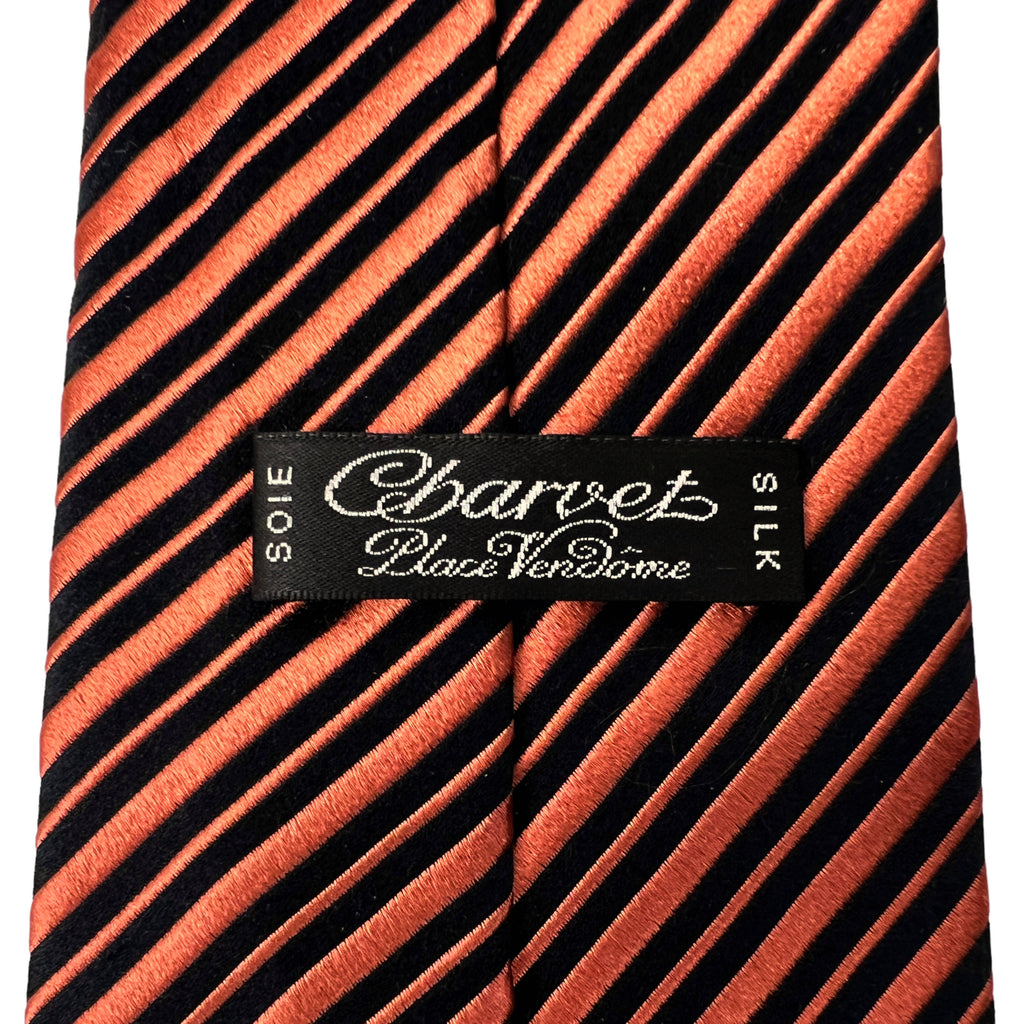 Charvet Tie Mens Silk Necktie Place Vendome Orange Stripes