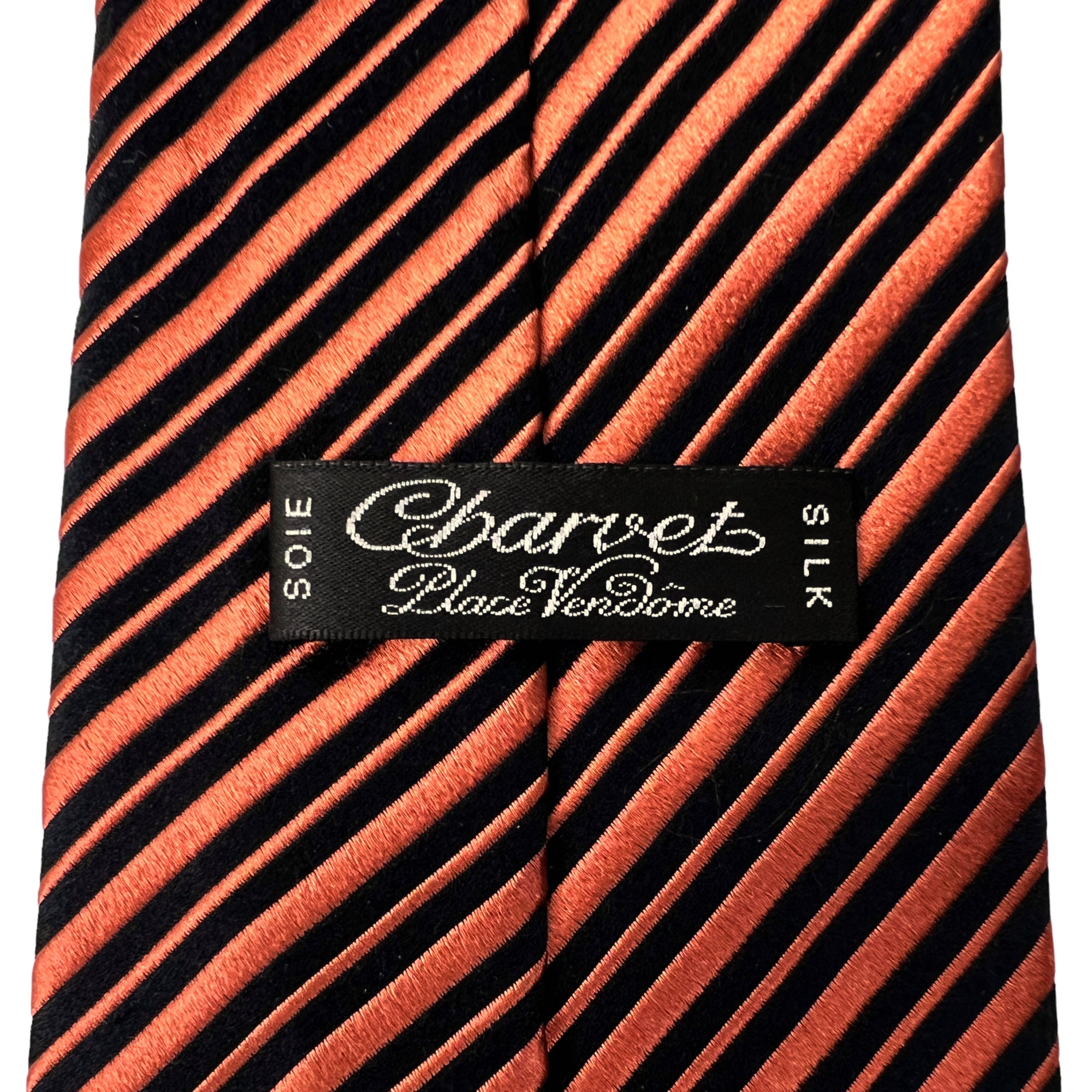 Charvet Tie Mens Silk Necktie Place Vendome Orange Stripes