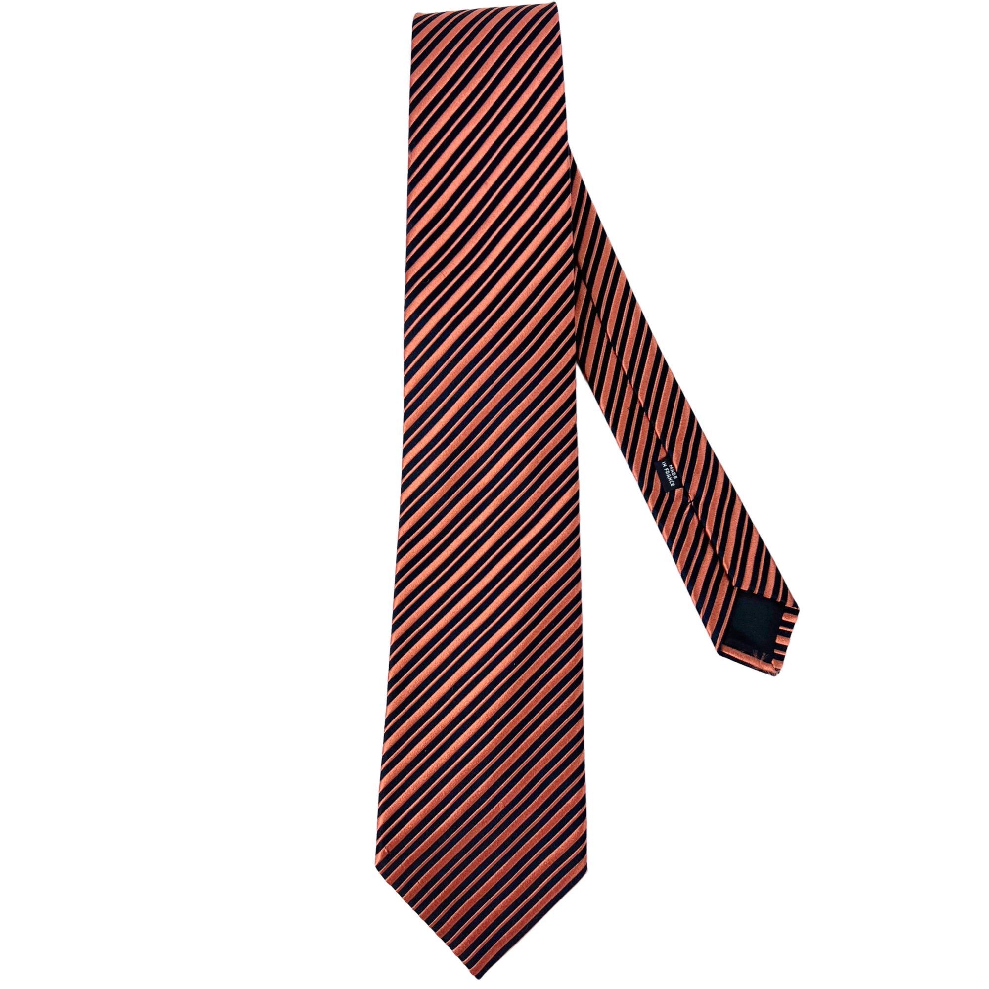Charvet Tie Mens Silk Necktie Place Vendome Orange Stripes