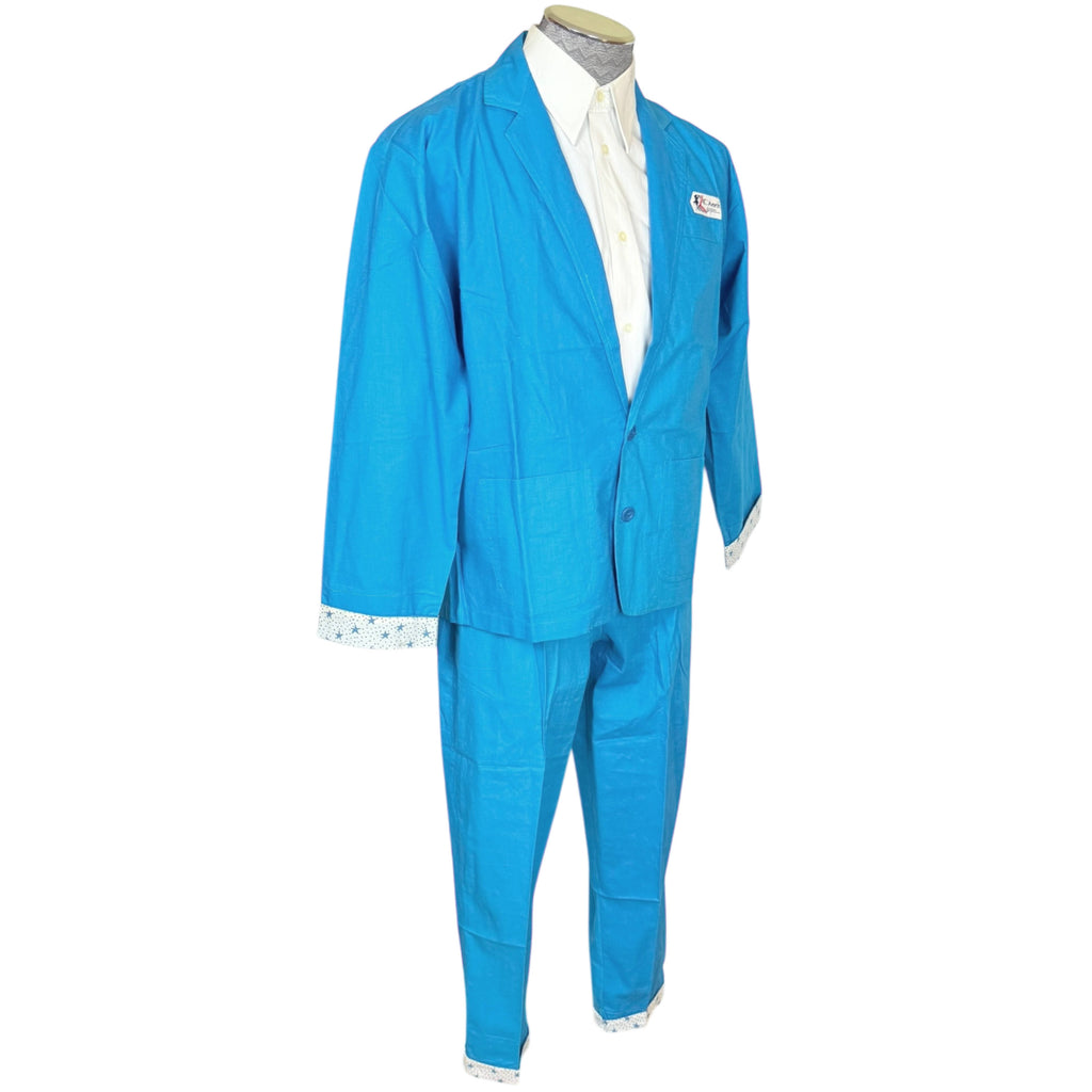 Vintage 1980s New Wave Suit Blue Cotton Cheers Brand