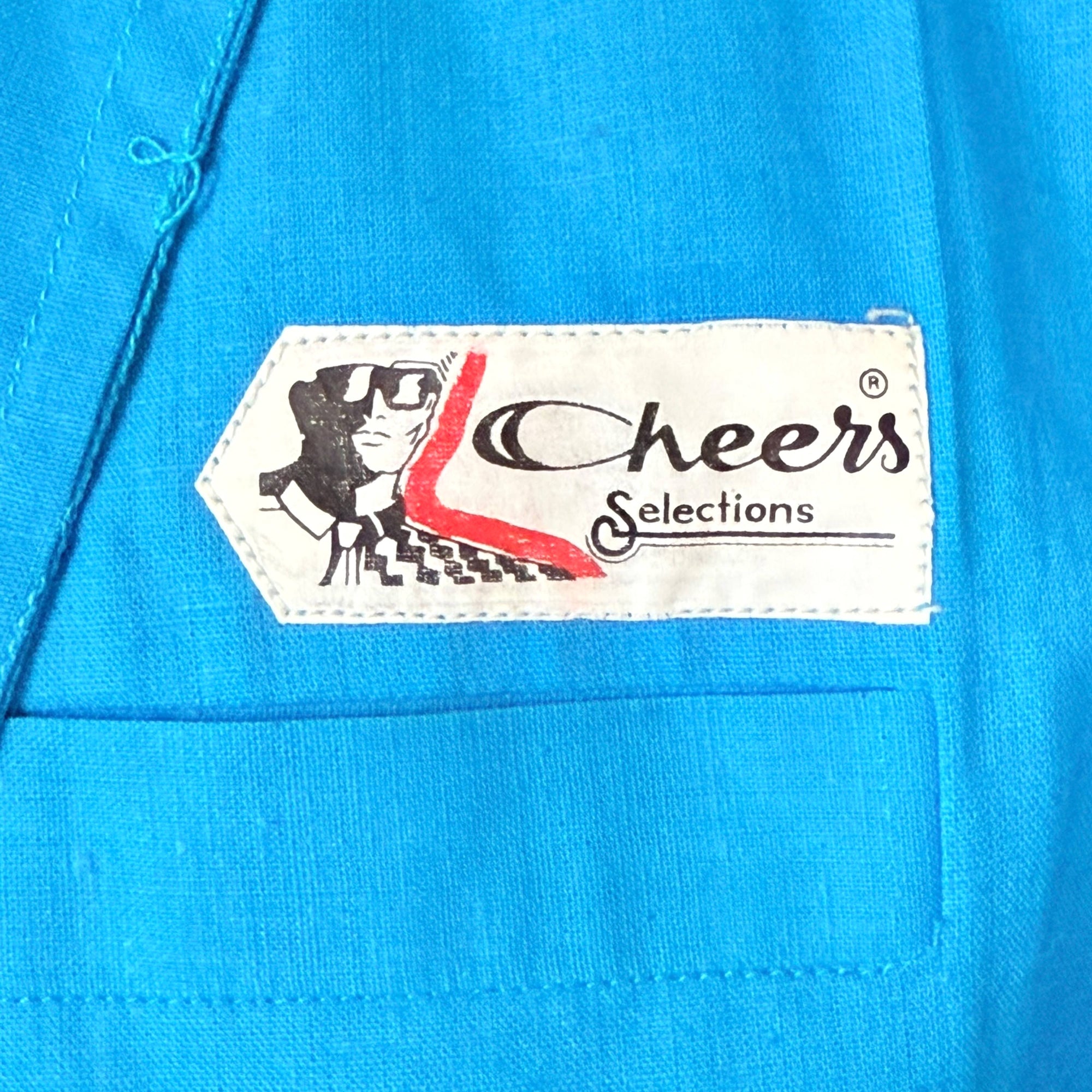 Vintage 1980s New Wave Suit Blue Cotton Cheers Brand