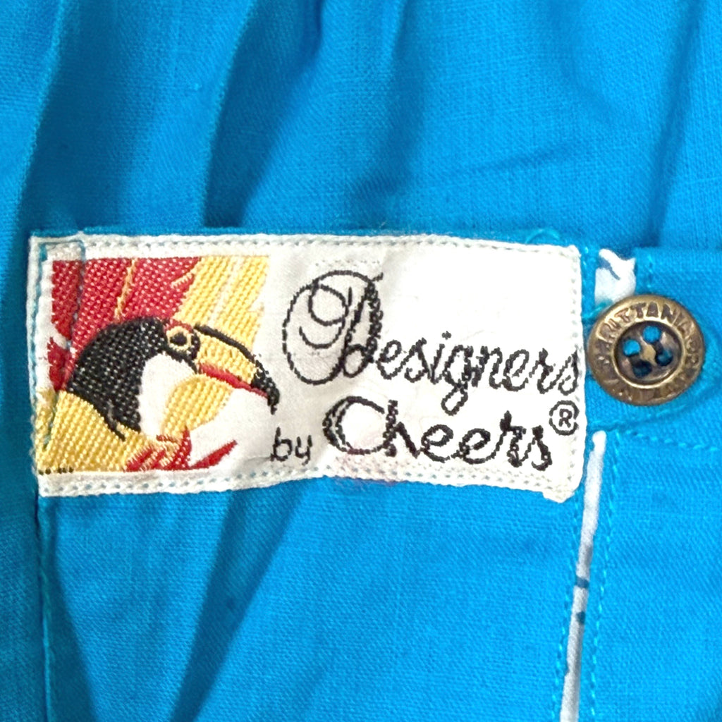 Vintage 1980s New Wave Suit Blue Cotton Cheers Brand