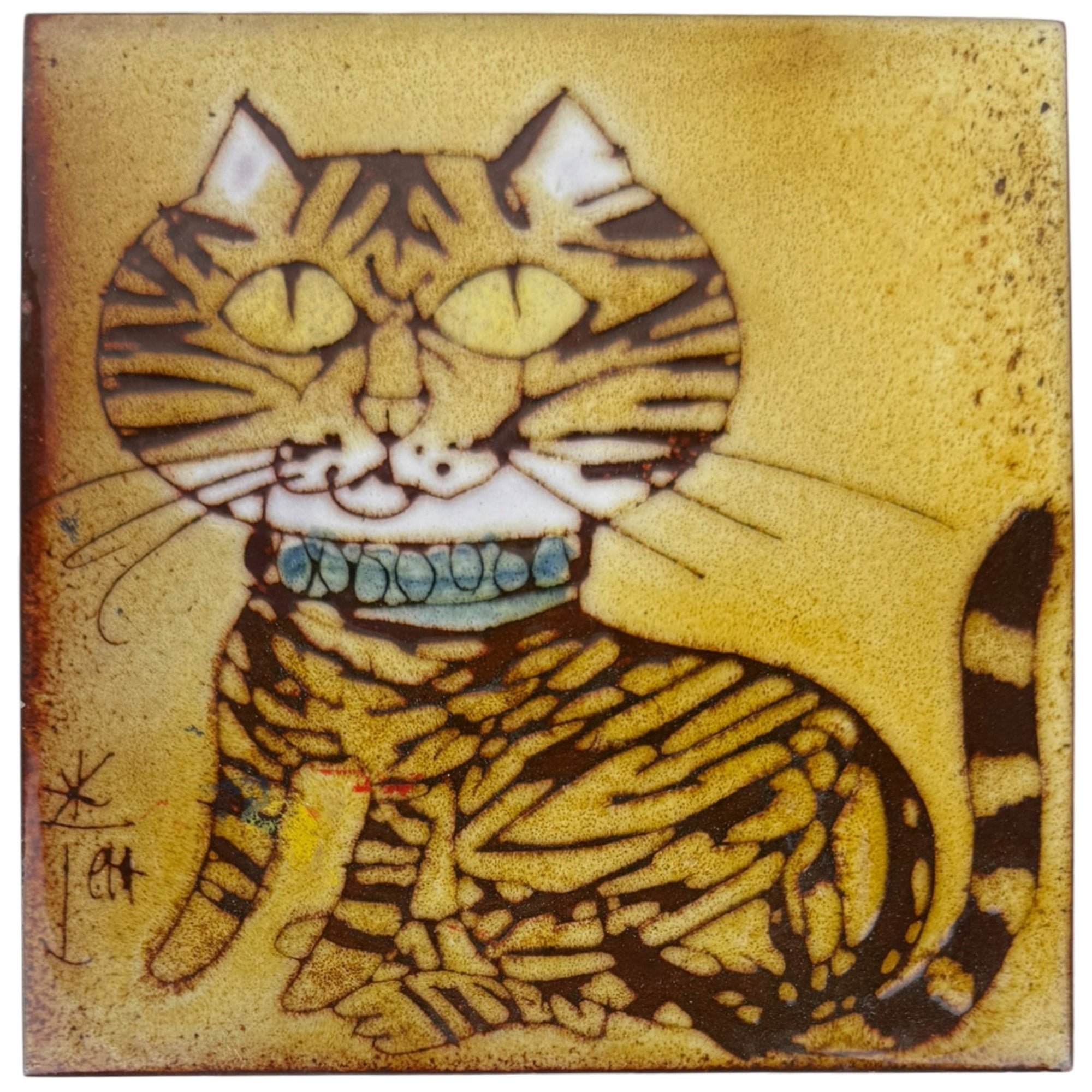 Vintage Chelsea Pottery Cat Tile Trivet Joyce Morgan Design England c. Late 1960s–1970s