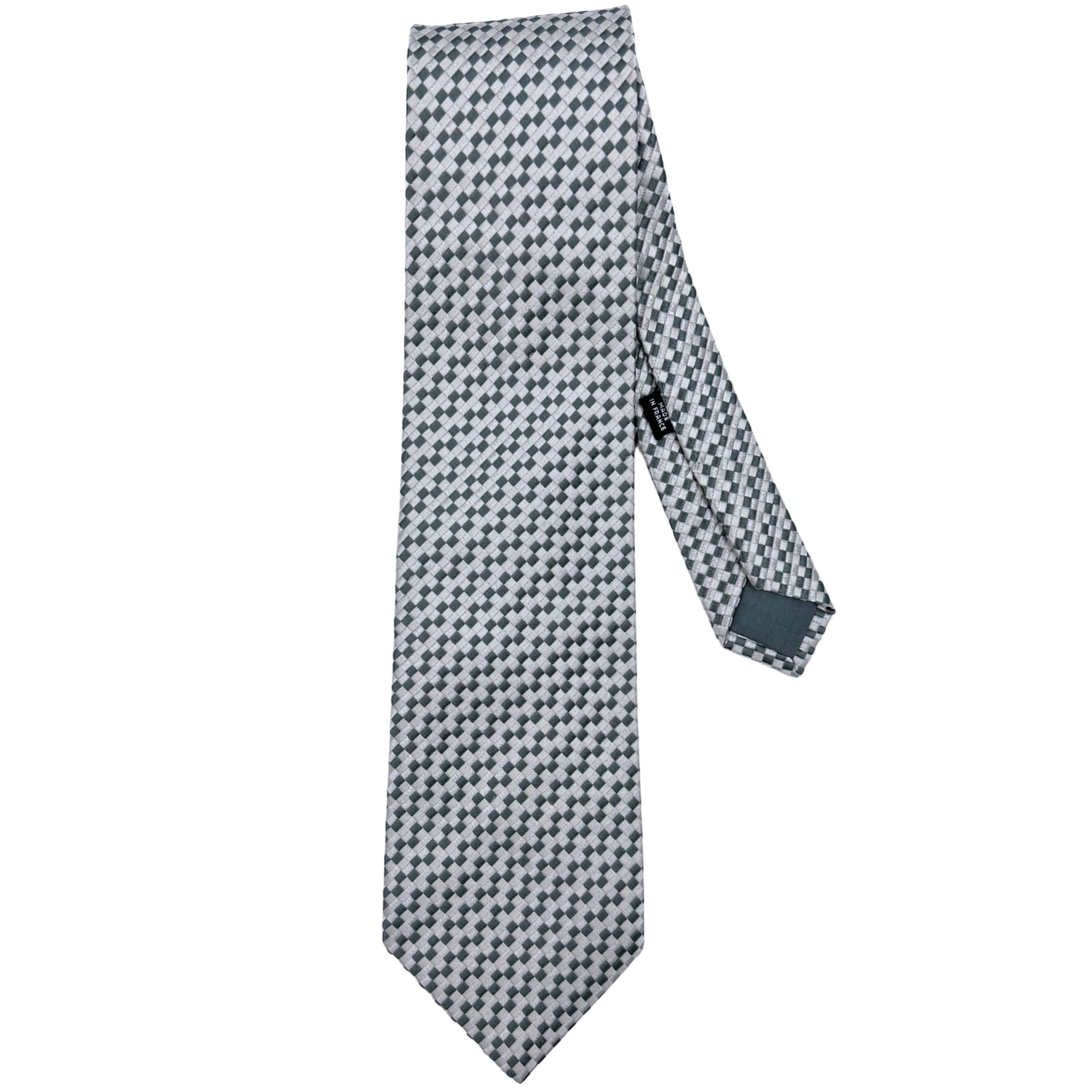 Charvet Tie Mens Silk Necktie Place Vendome Grey Checks