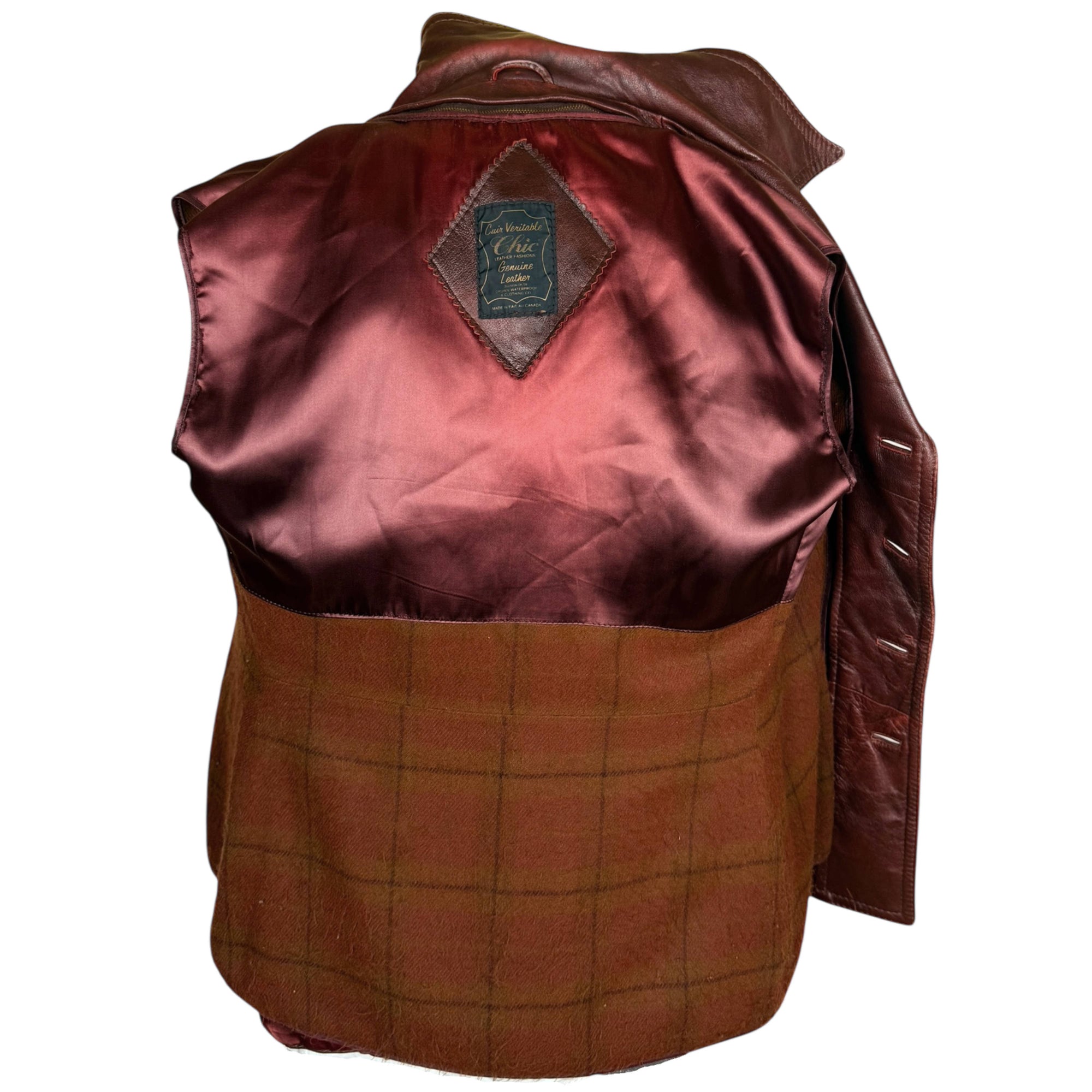 Vintage 1970s Leather Jacket Chic Leather Fashions Canada, Mens Size 40