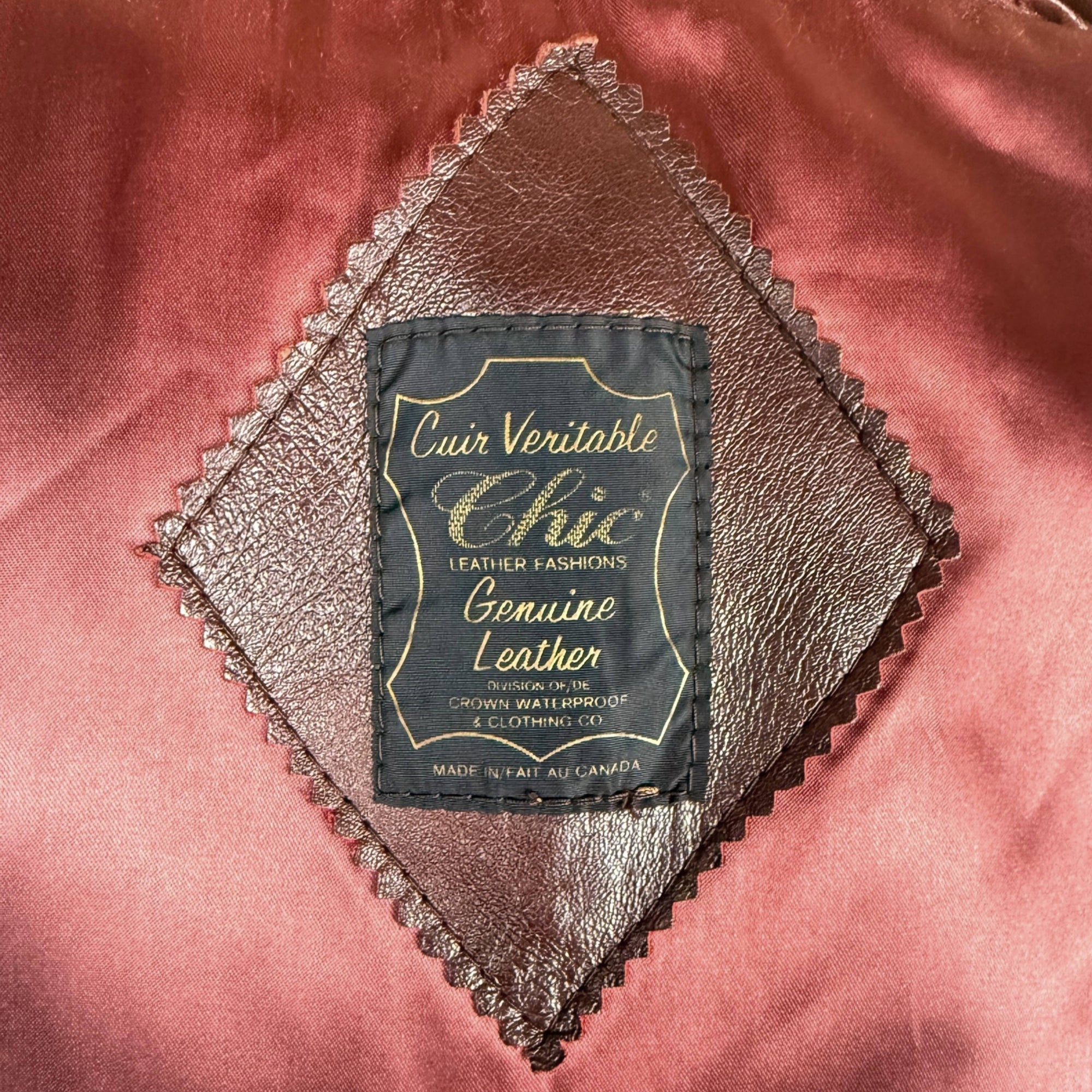 Vintage 1970s Leather Jacket Chic Leather Fashions Canada, Mens Size 40