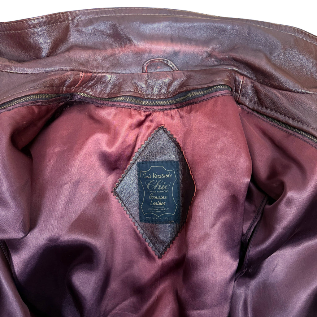 Vintage 1970s Leather Jacket Chic Leather Fashions Canada, Mens Size 40