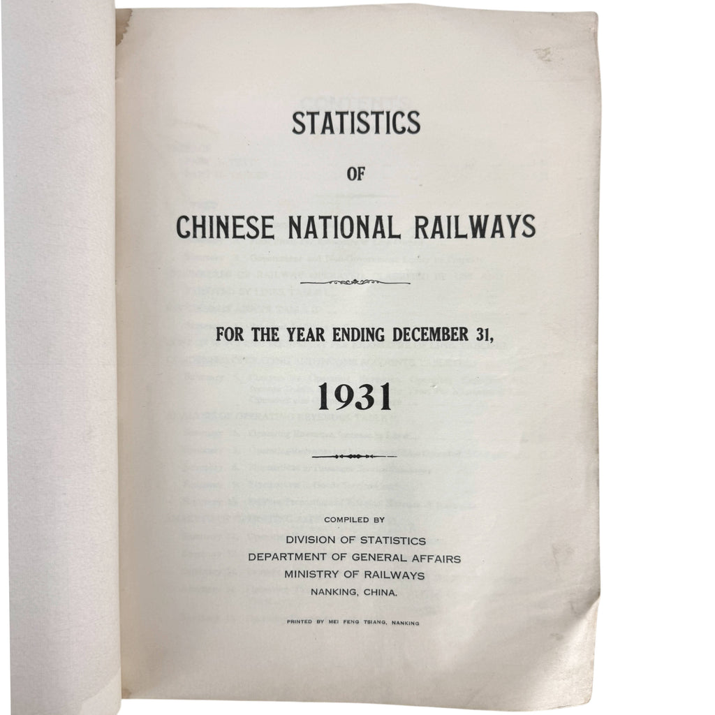 Title page of 1931 Chinese National Railways report