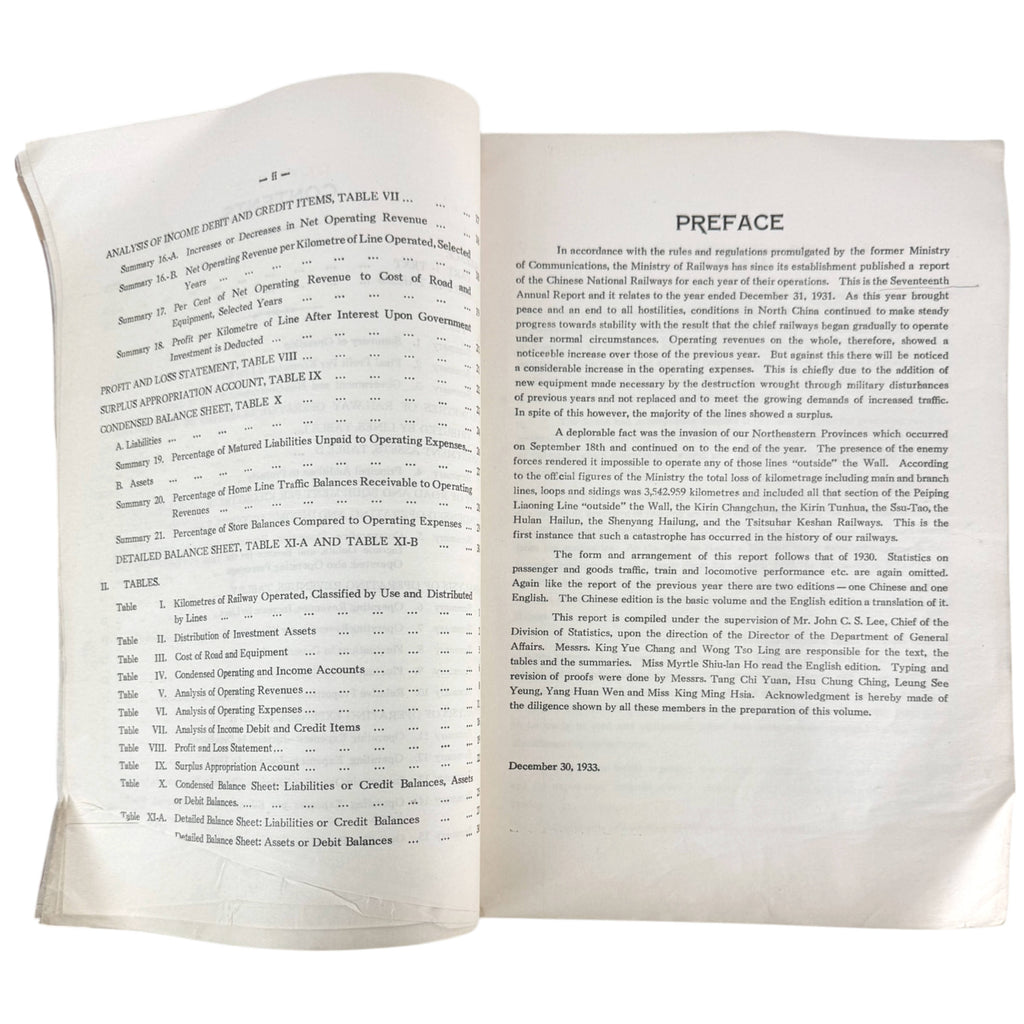 Preface of the Ministry of Railways statistical report